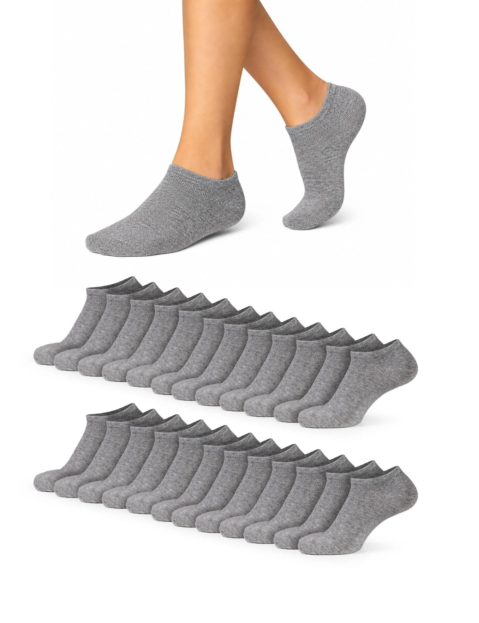 Basic Treasure Calzini Corti Uomo Donna in Cotone, Grigi, 12 Paia, 35-38 - immagine 1