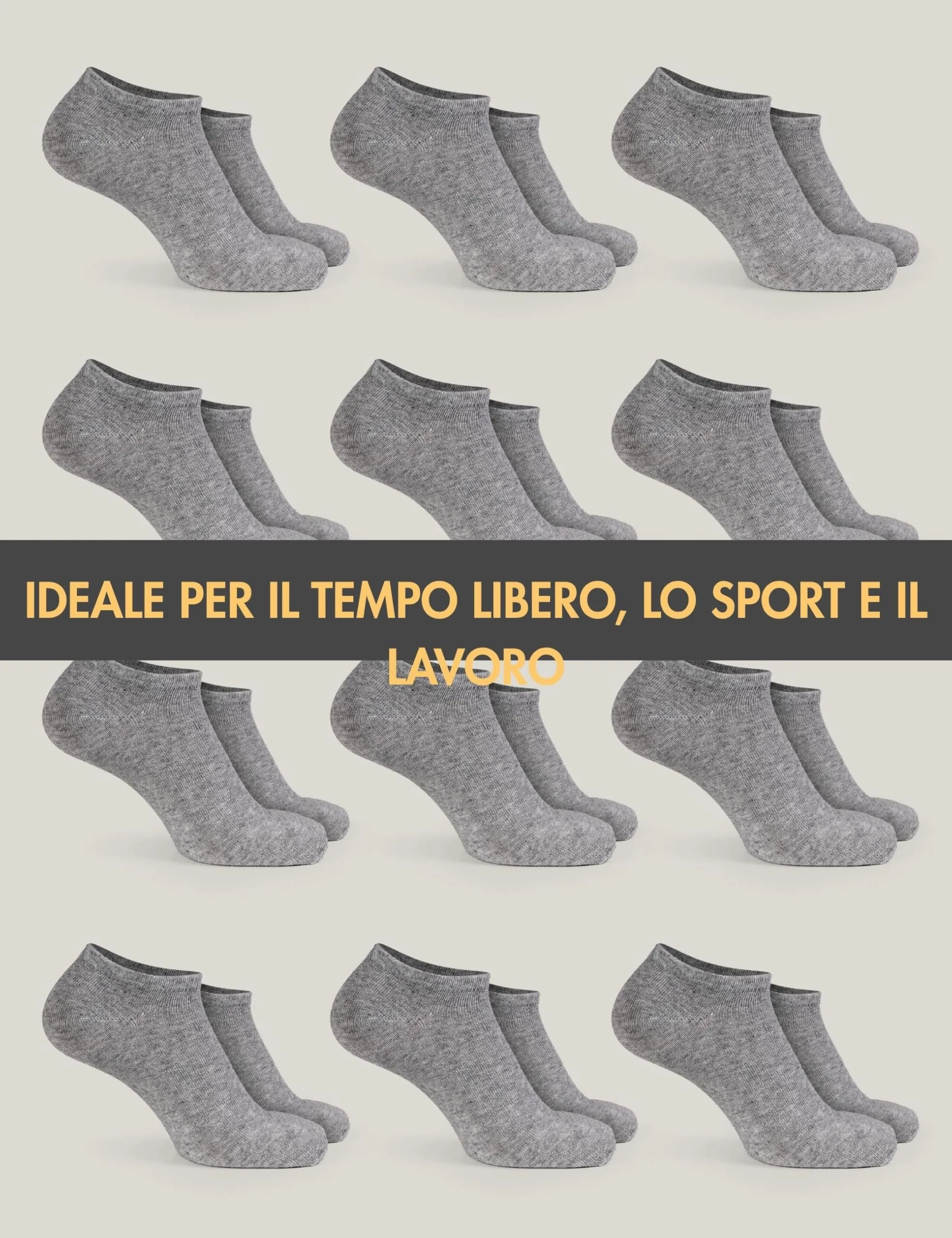 Basic Treasure Calzini Corti Uomo Donna in Cotone, Grigi, 12 Paia, 35-38 - immagine 7