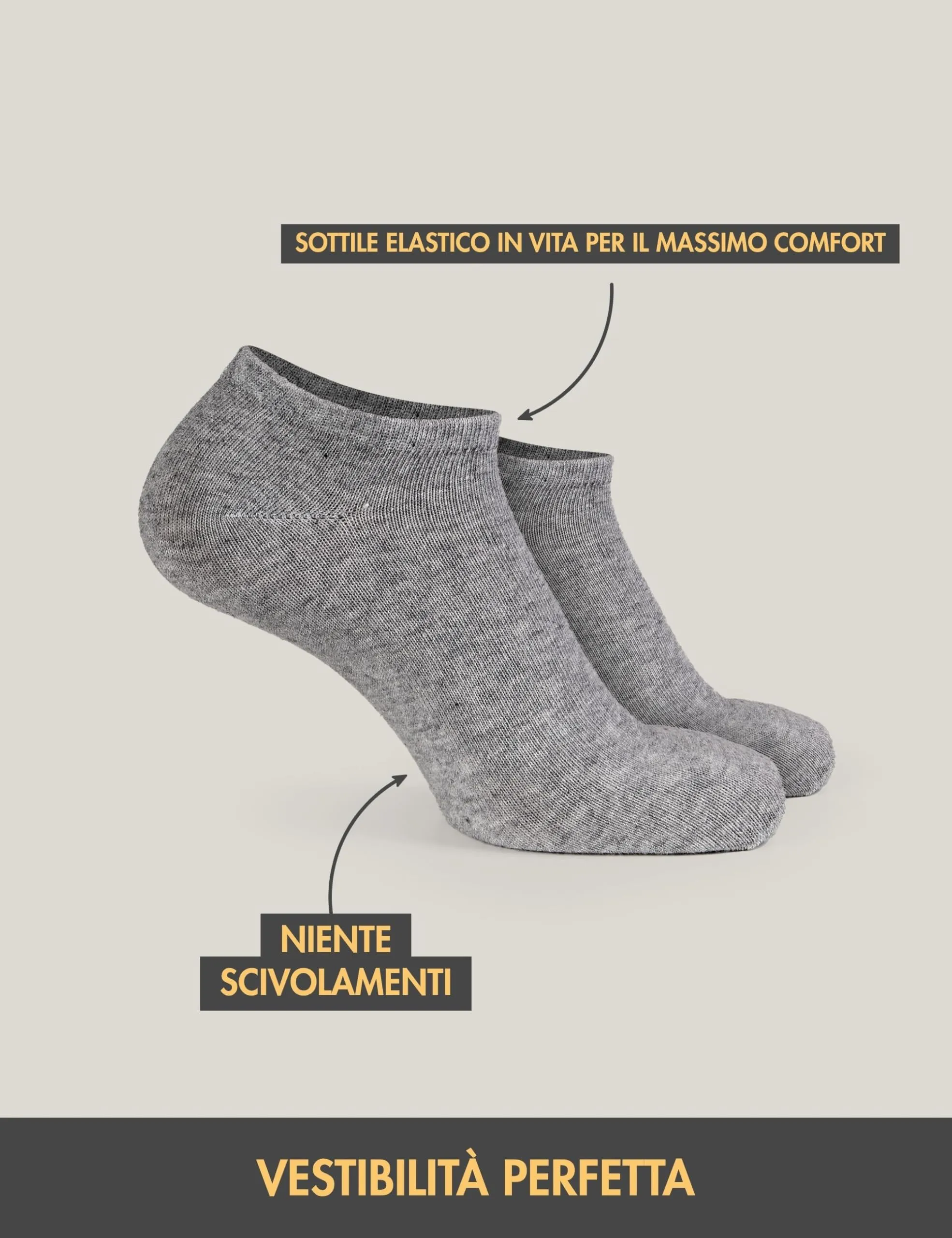 Basic Treasure Calzini Corti Uomo Donna, Cotone, Grigio, 12 Paia, 39-42 - immagine 3