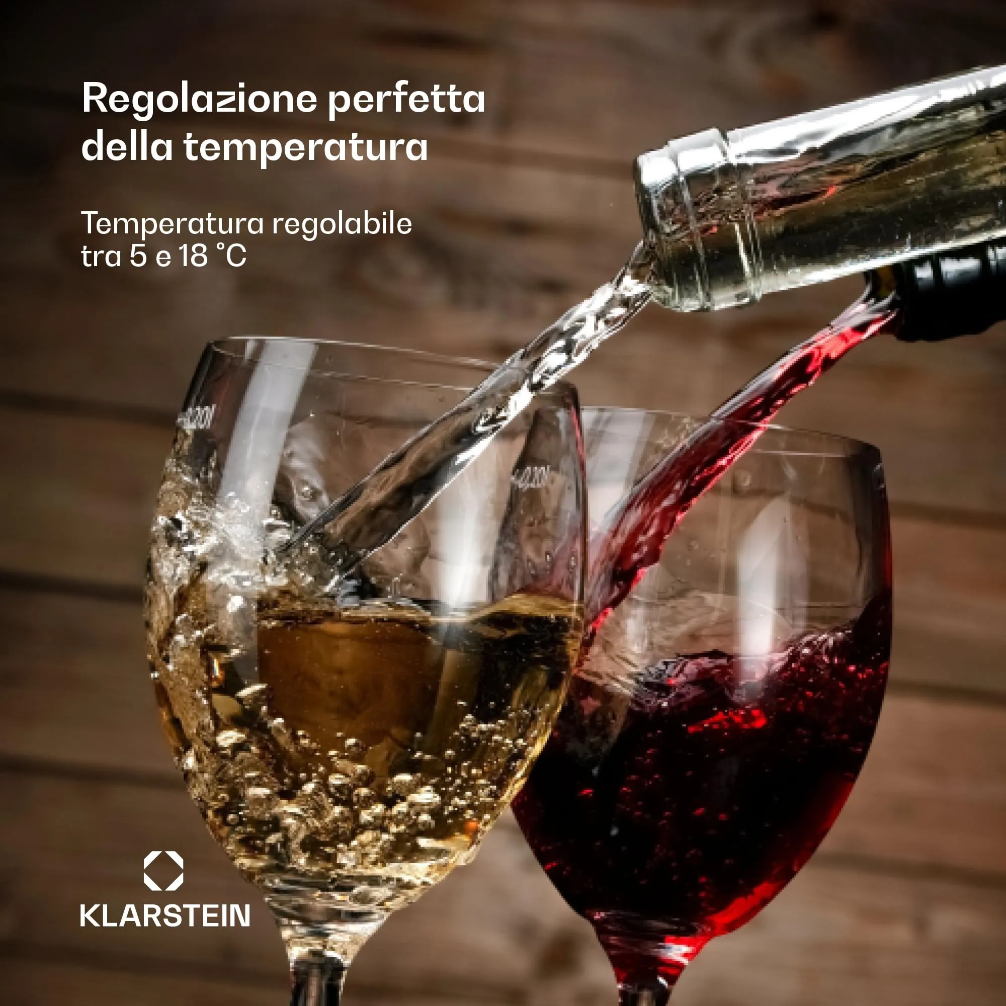 Klarstein Cantinetta Vino a Zona Singola 18 Bottiglie, 5-18°C, Touch Control - immagine 3