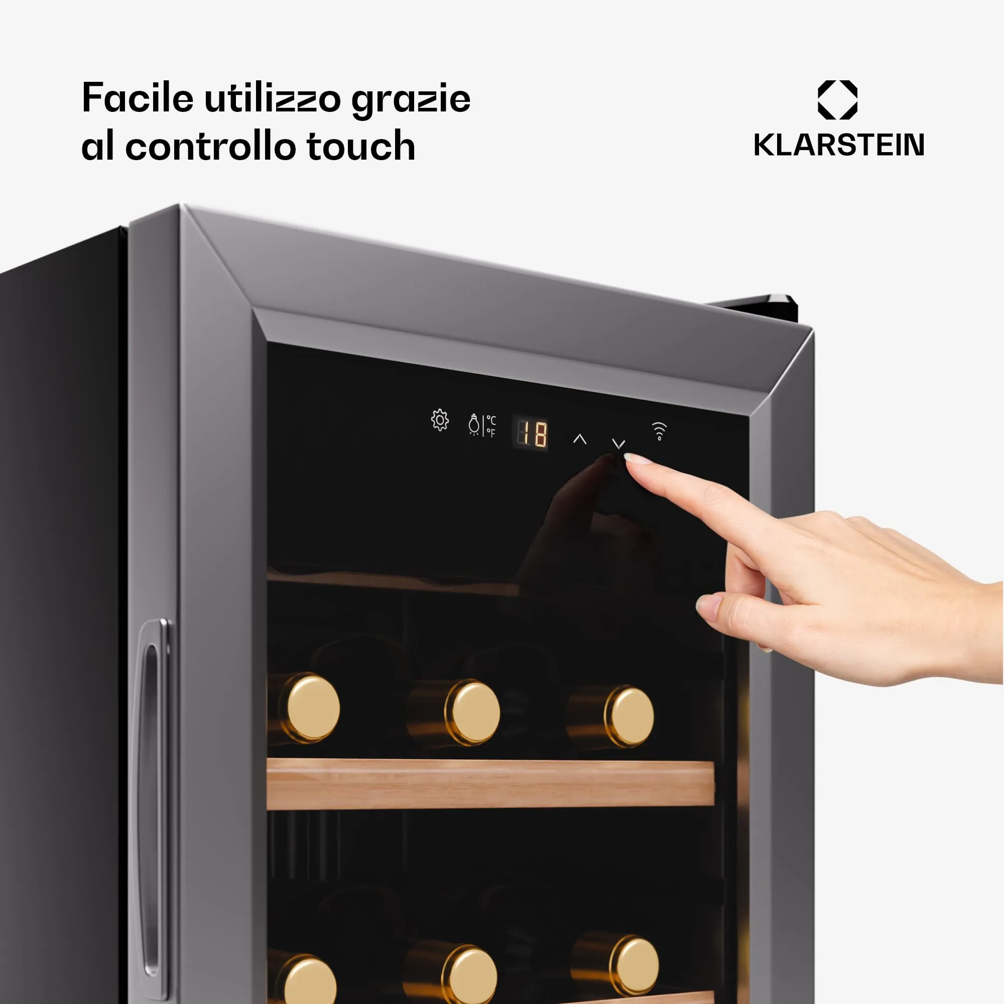 Klarstein Cantinetta Vino a Zona Singola 18 Bottiglie, 5-18°C, Touch Control - immagine 5