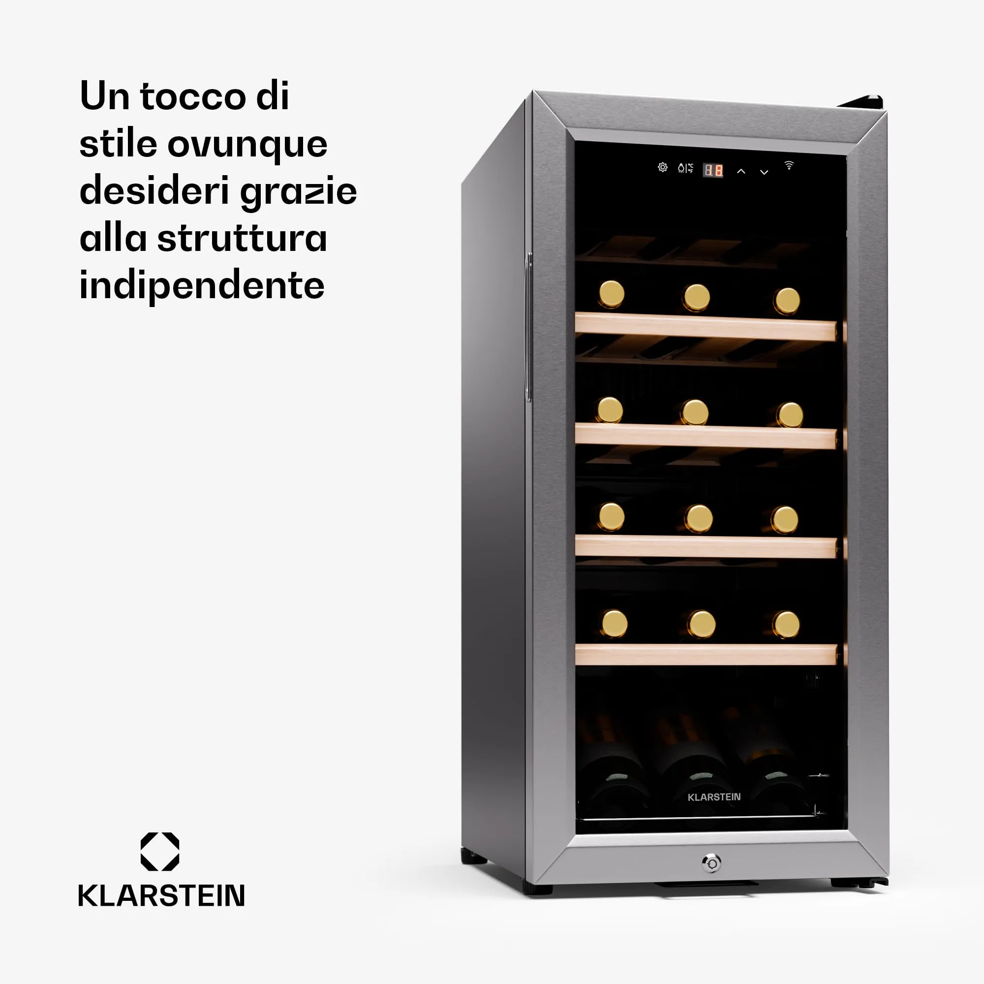Klarstein Cantinetta Vino a Zona Singola 18 Bottiglie, 5-18°C, Touch Control - immagine 7
