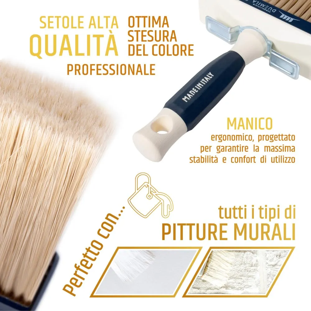 Pennellificio 2000 Pennello Plafone Professionale con Manico in Plastica per Muri Interni ed Esterni, 7 x 17 cm - immagine 4