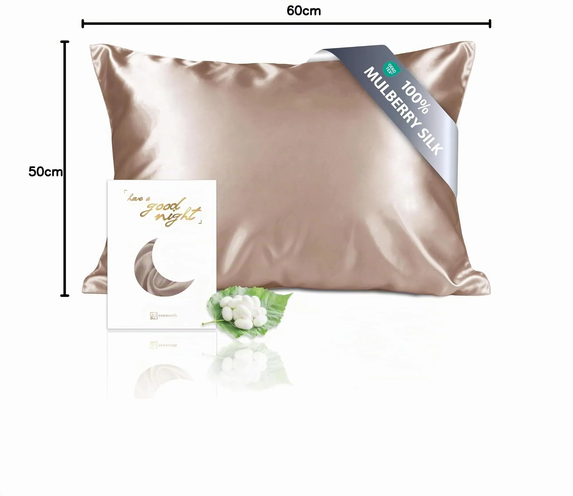 townssilk Federa in seta di gelso 19 momme, 100% naturale, doppia faccia, 50x60cm, Lightbronze - immagine 10