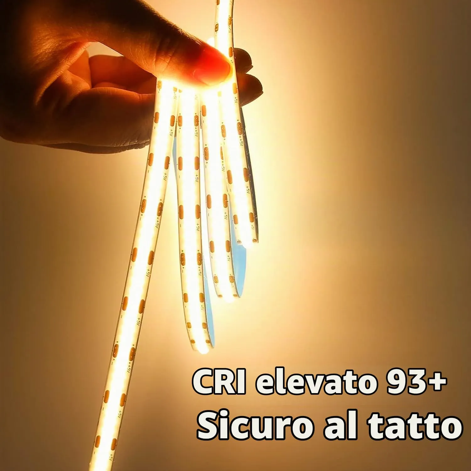 ShineBurky Striscia LED COB 10 Metri, Bianco Caldo, 24V, CRI93+ - immagine 3