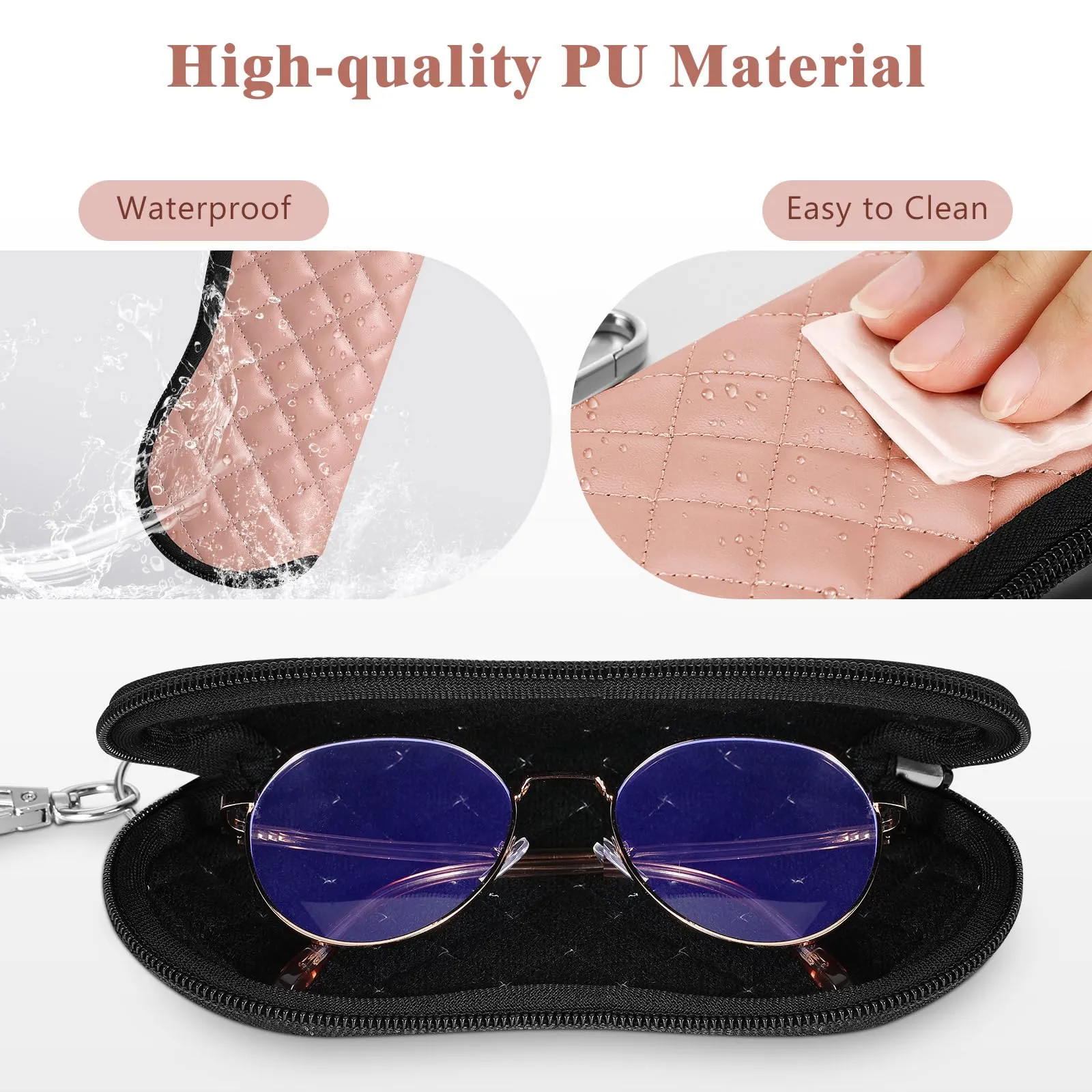 MoKo Astuccio per Occhiali in Neoprene con Clip da Cintura - Rombo Rosa - immagine 2