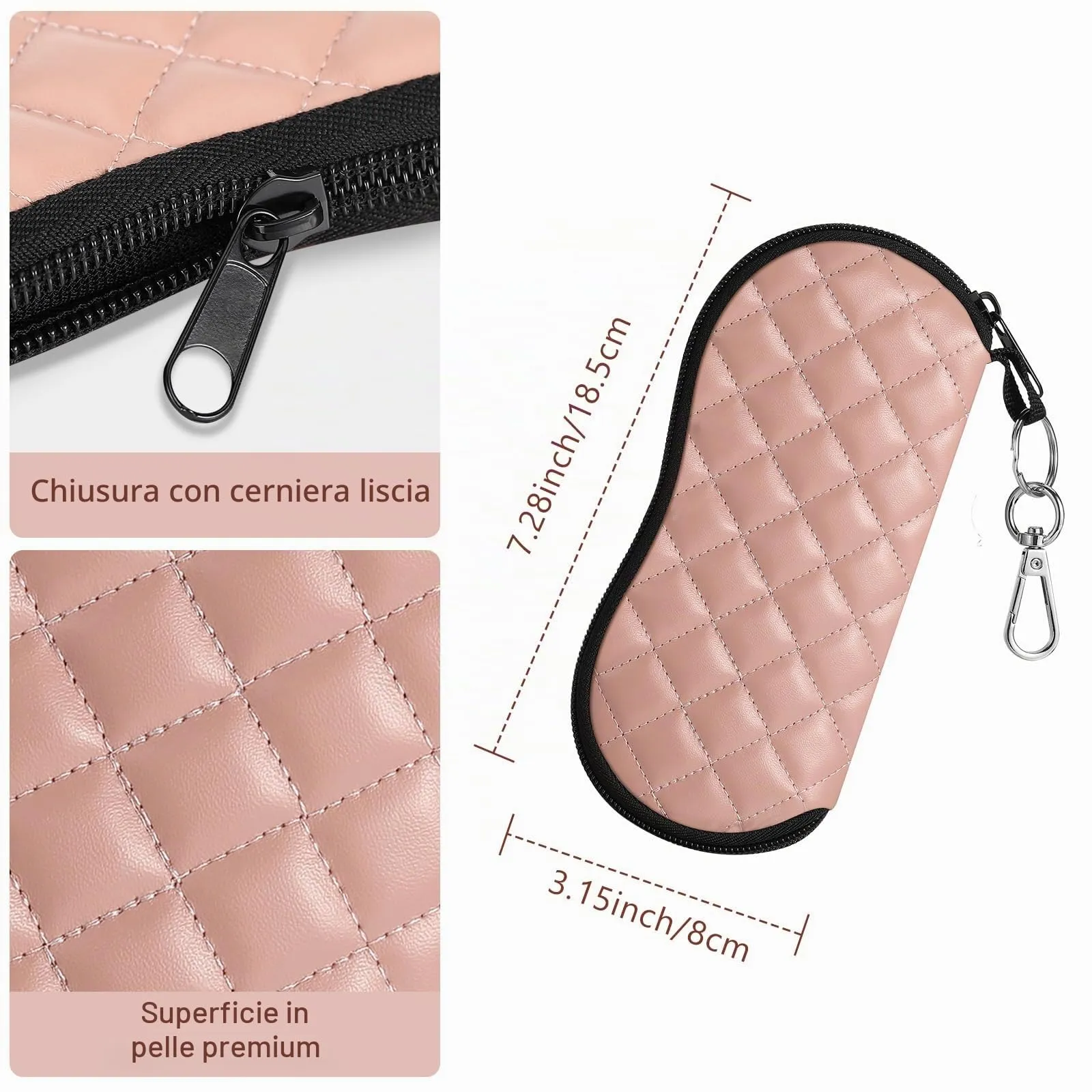 MoKo Astuccio per Occhiali in Neoprene con Clip da Cintura - Rombo Rosa - immagine 3