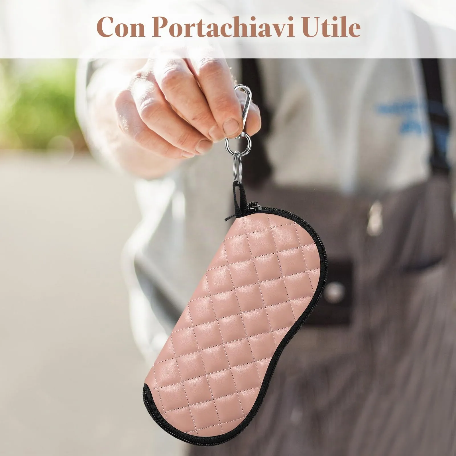 MoKo Astuccio per Occhiali in Neoprene con Clip da Cintura - Rombo Rosa - immagine 5
