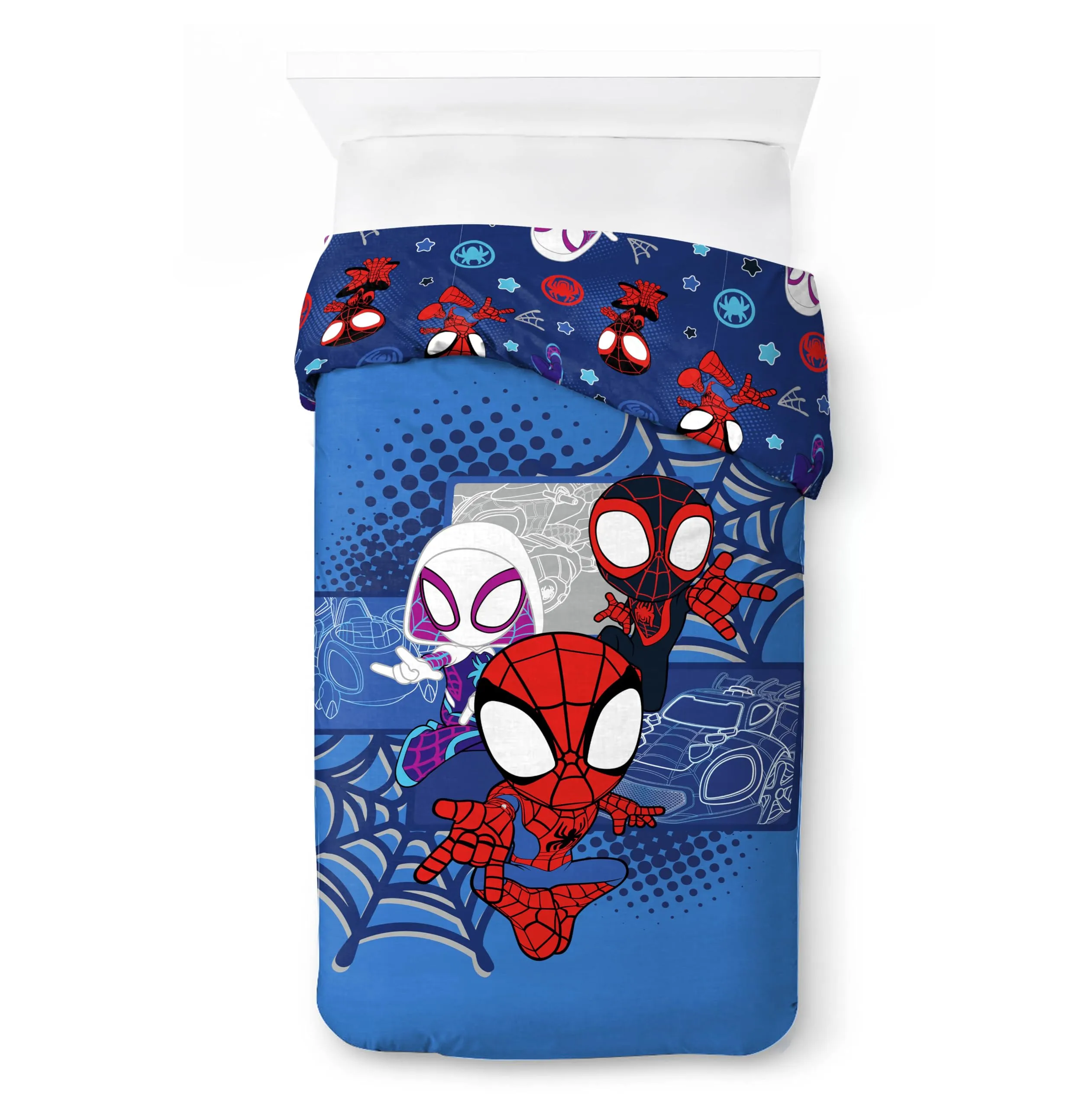 Jay Franco Set Copripiumone Singolo Marvel Spidey e i Suoi Incredibili Amici Vroom 100% Cotone con Federa 50x70 - immagine 2