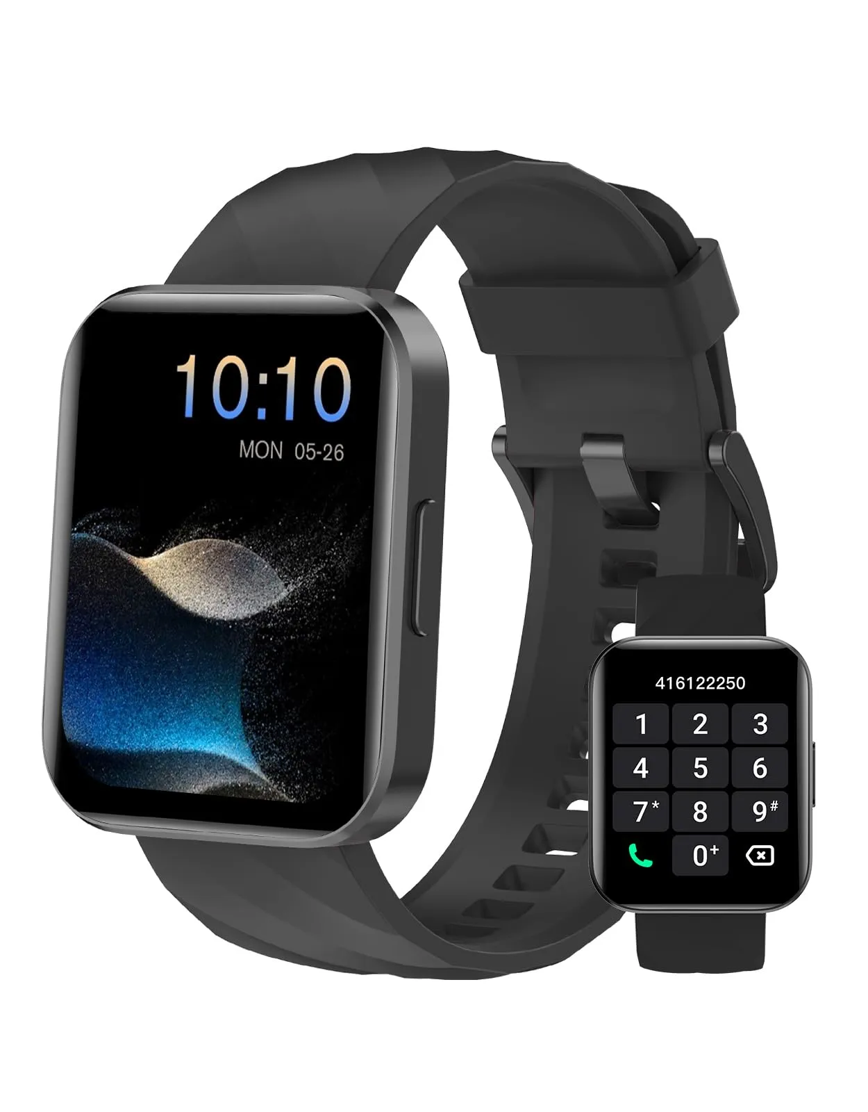 Dakofied Smartwatch con Chiamate Bluetooth, Contapassi, Cardiofrequenzimetro, Saturimetro, IP68, per Android e iOS - Nero - immagine 1