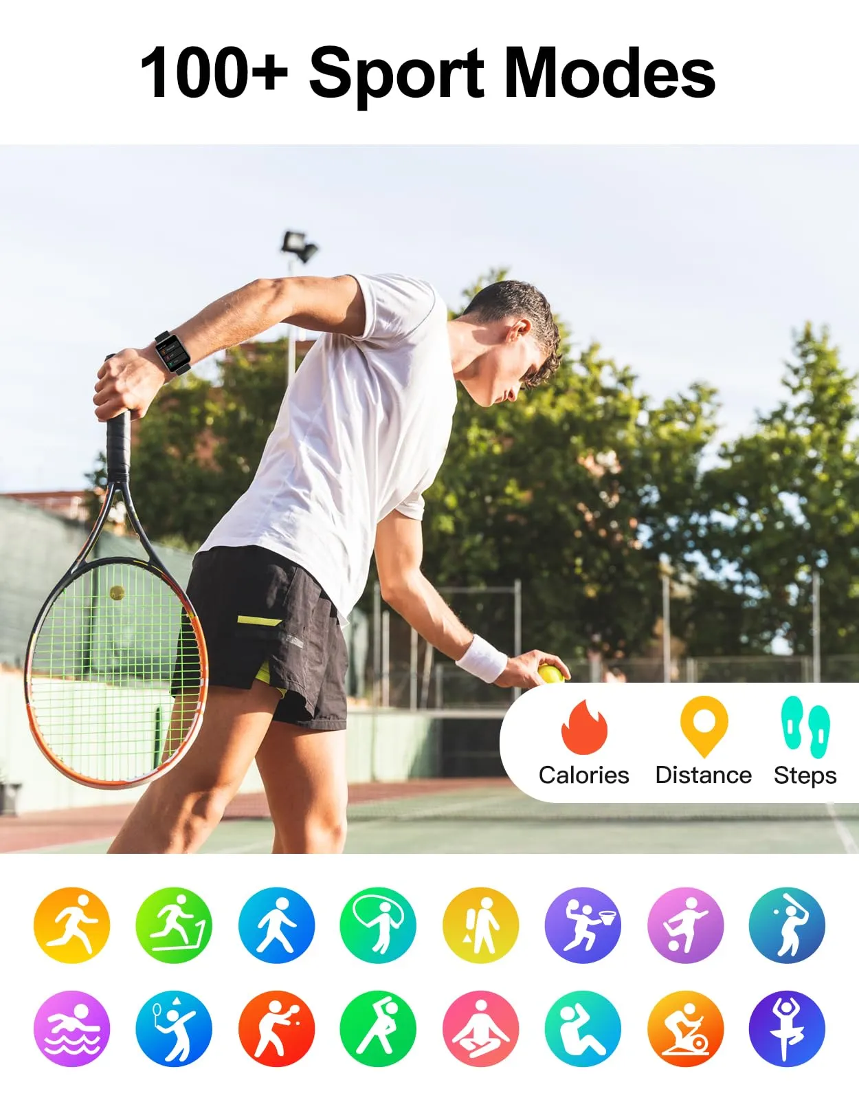 Dakofied Smartwatch con Chiamate Bluetooth, Contapassi, Cardiofrequenzimetro, Saturimetro, IP68, per Android e iOS - Nero - immagine 3