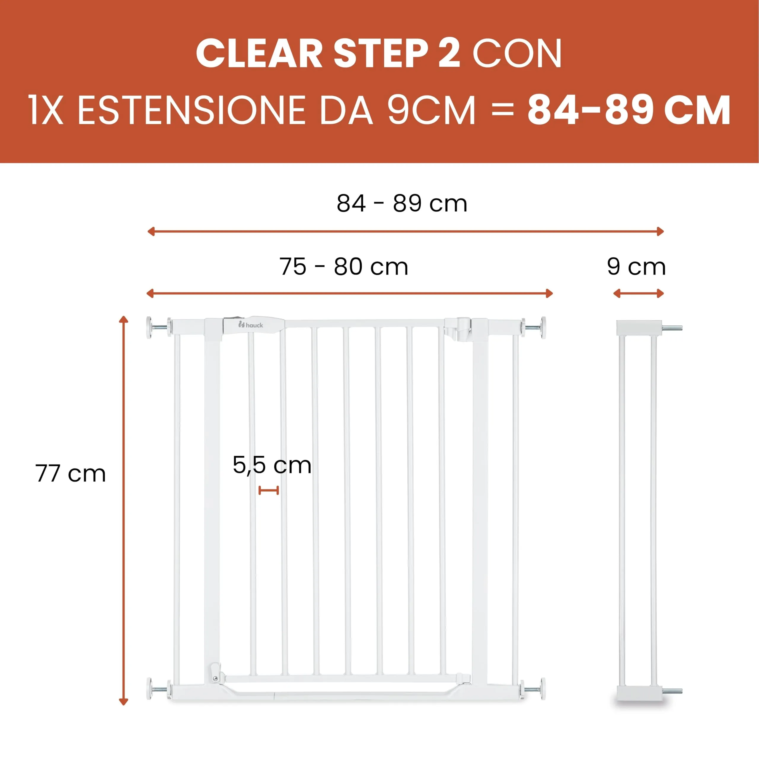 hauck Cancelletto di Sicurezza con Prolunga 9 cm, Soglia Piatta, White - immagine 2