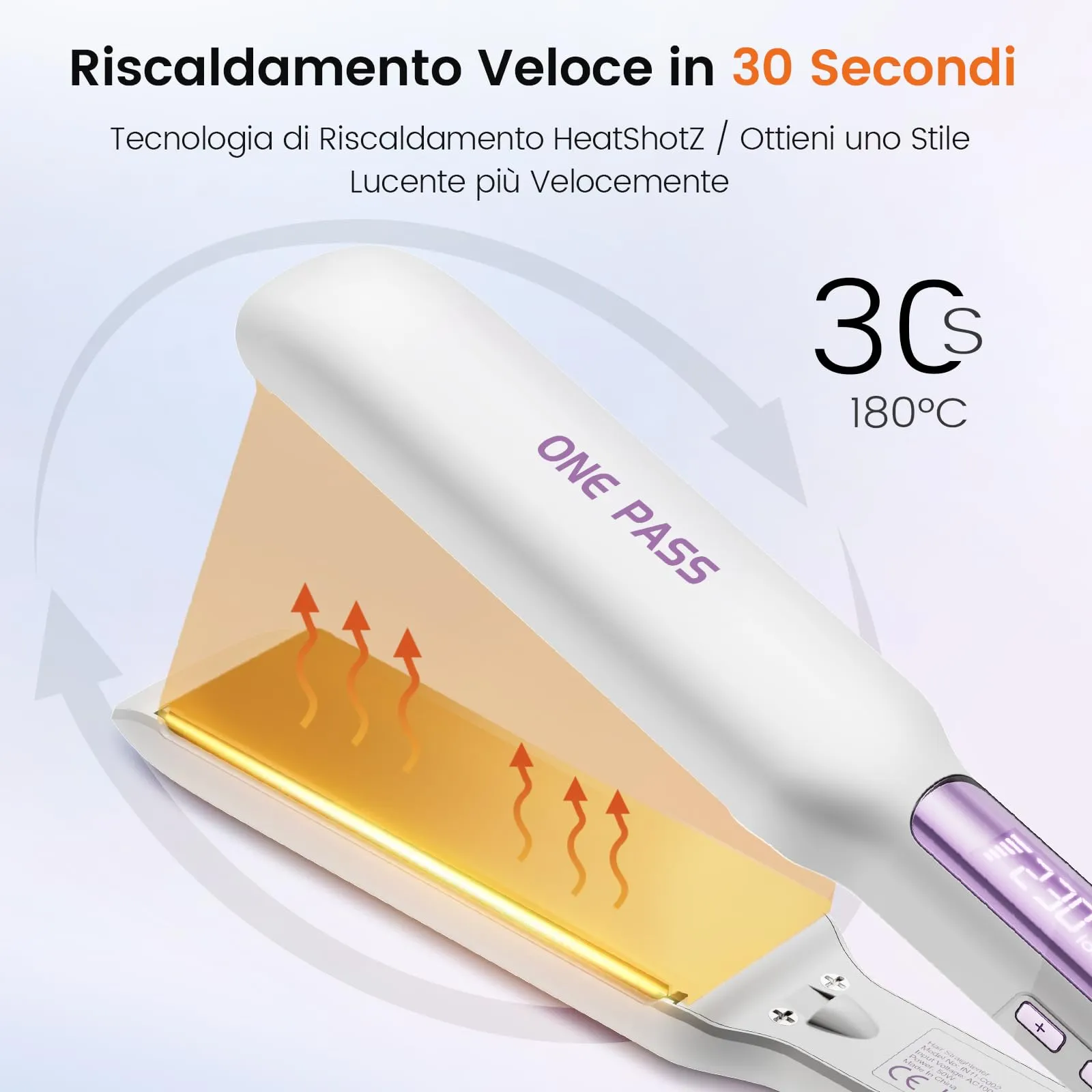 Faszin Piastra per Capelli Professionale in Titanio 42mm, Bianco - immagine 3