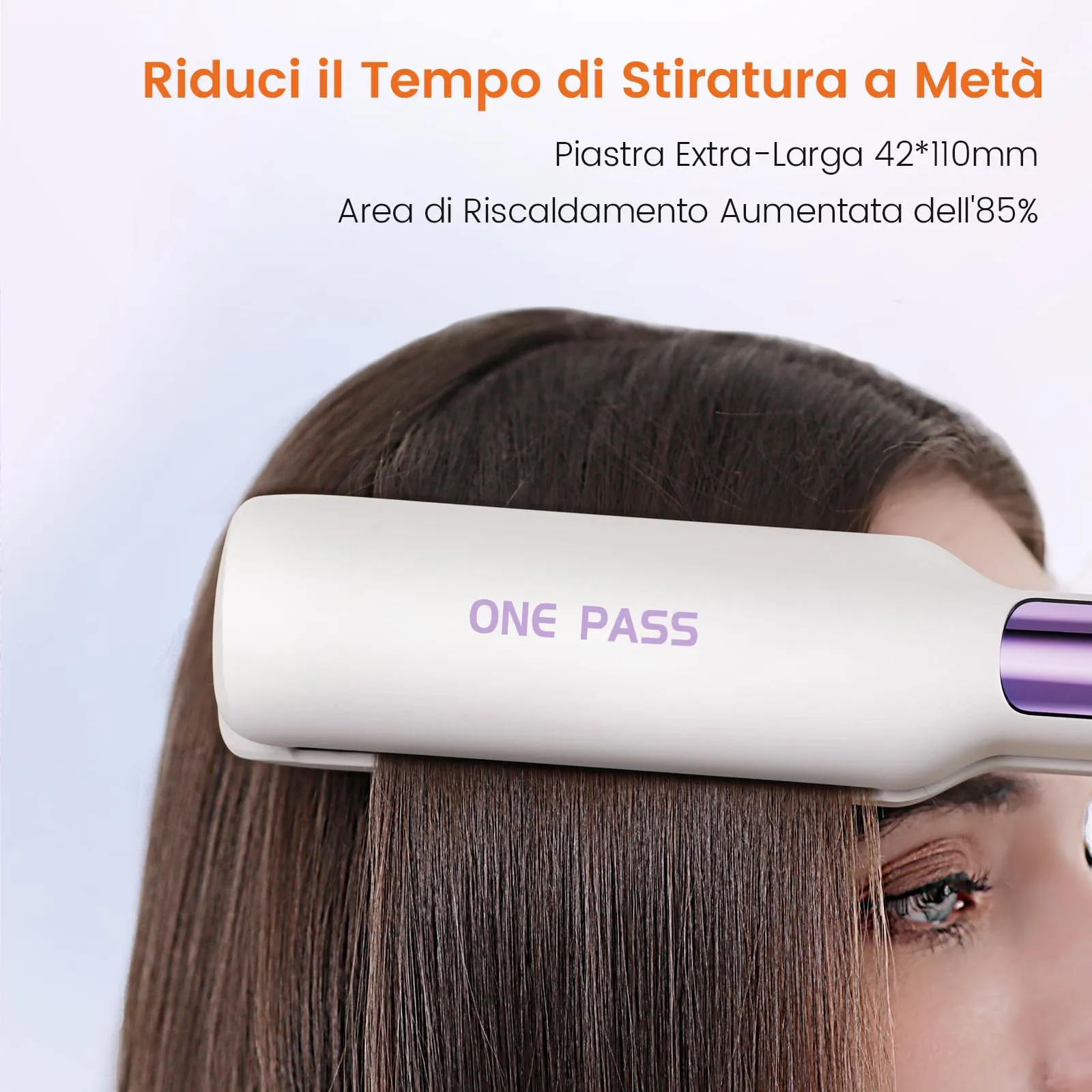 Faszin Piastra per Capelli Professionale in Titanio 42mm, Bianco - immagine 4