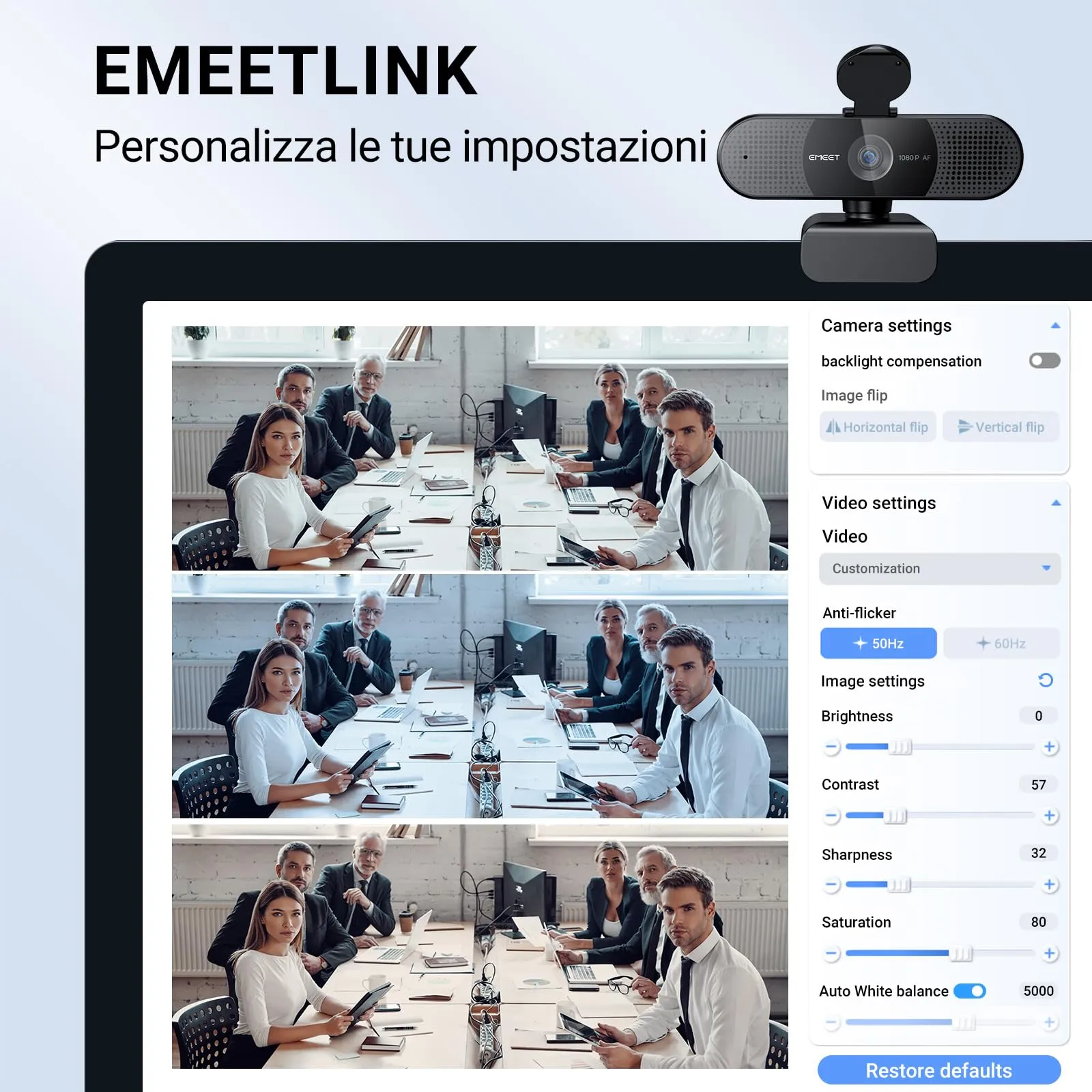 EMEET C960 AF Webcam 1080p Full HD con PDAF, Doppio Microfono e Copriobiettivo - immagine 8