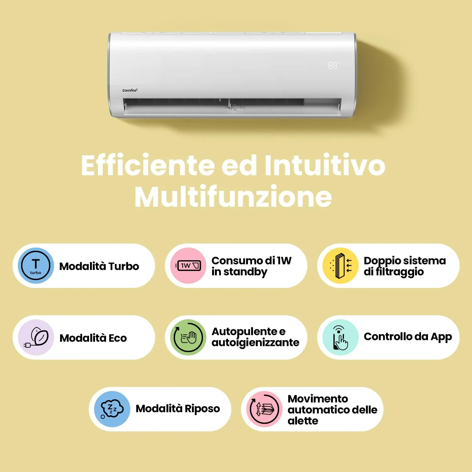 COMFEE' Condizionatore Monosplit 9000 BTU Inverter Caldo/Freddo CF-AF09A S - immagine 3