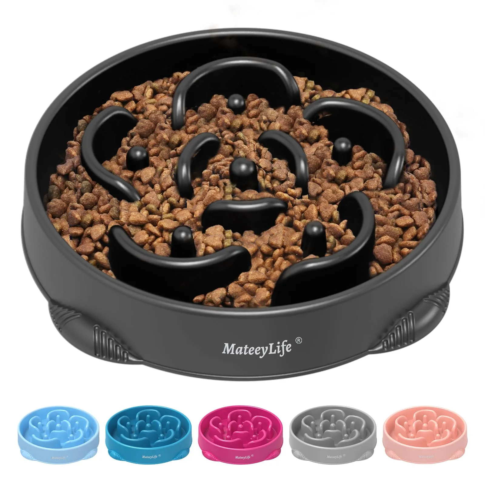 MateeyLife Ciotola Anti Ingozzamento Puzzle per Cani di Taglia Media e Grande, Nero 26,5 cm - immagine 1
