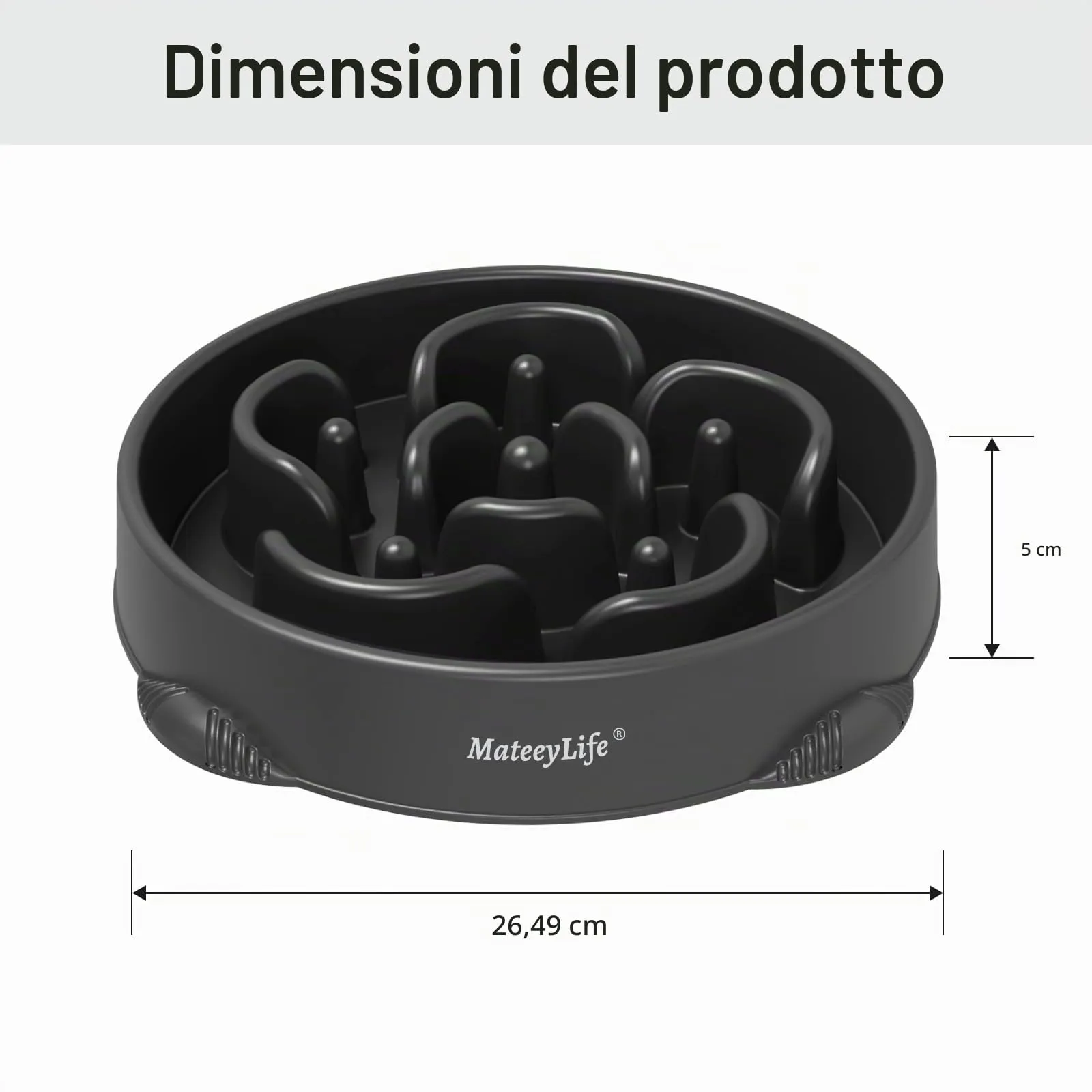MateeyLife Ciotola Anti Ingozzamento Puzzle per Cani di Taglia Media e Grande, Nero 26,5 cm - immagine 3