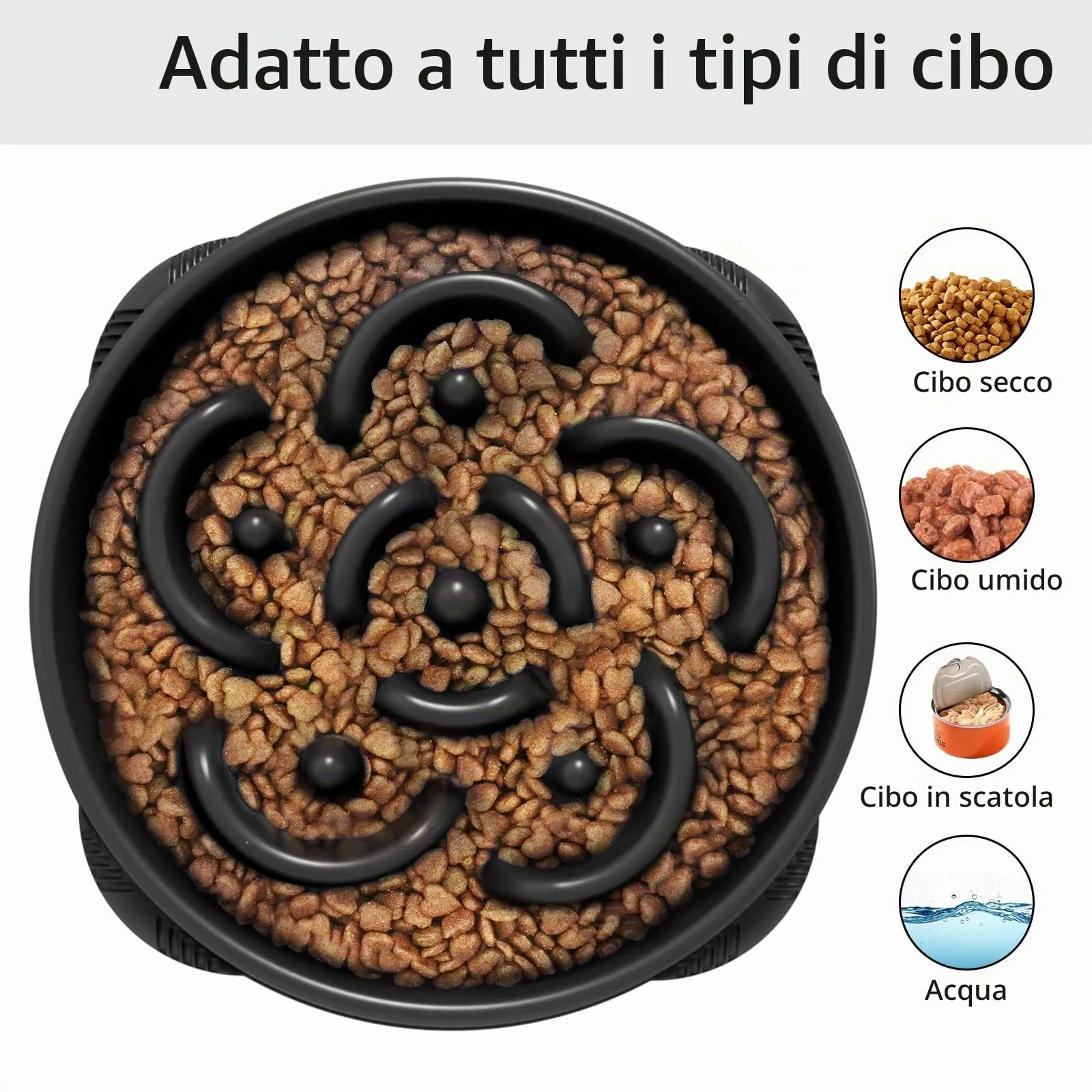 MateeyLife Ciotola Anti Ingozzamento Puzzle per Cani di Taglia Media e Grande, Nero 26,5 cm - immagine 6
