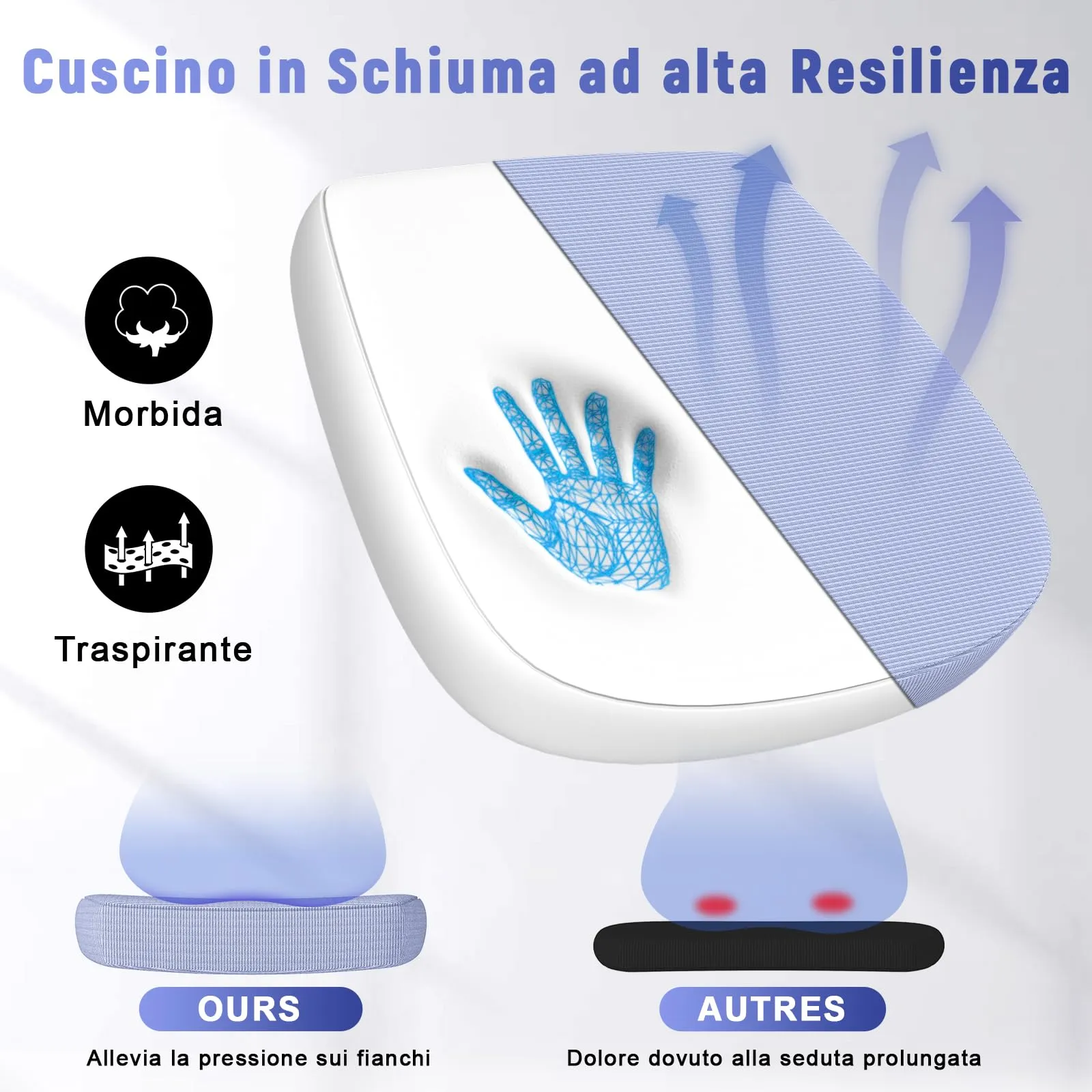 rattantree Sedia da Ufficio con Supporto Lombare e Braccioli Regolabili, Viola - immagine 5