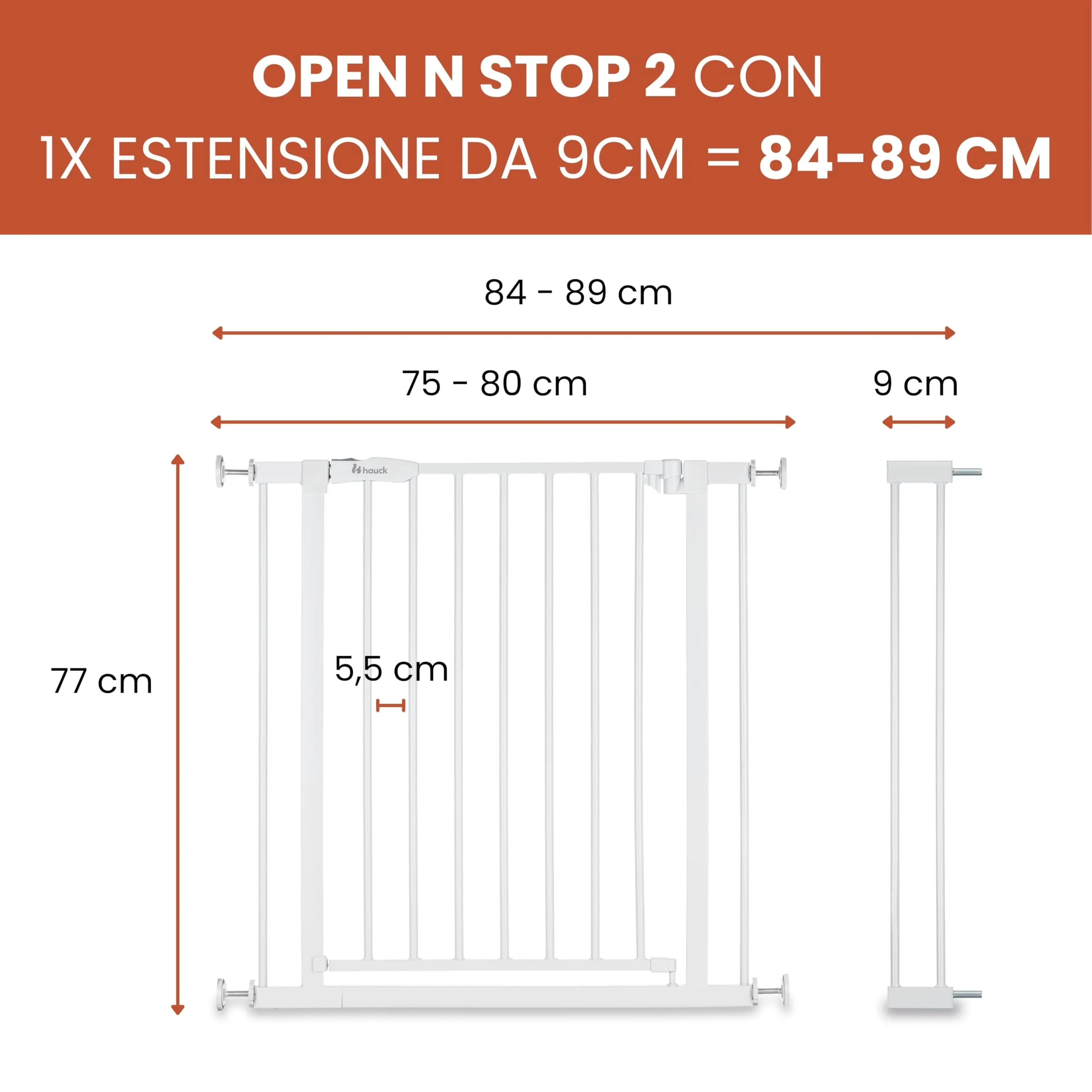 hauck Cancelletto di Sicurezza con Prolunga 9 cm, senza Fori, White - immagine 2