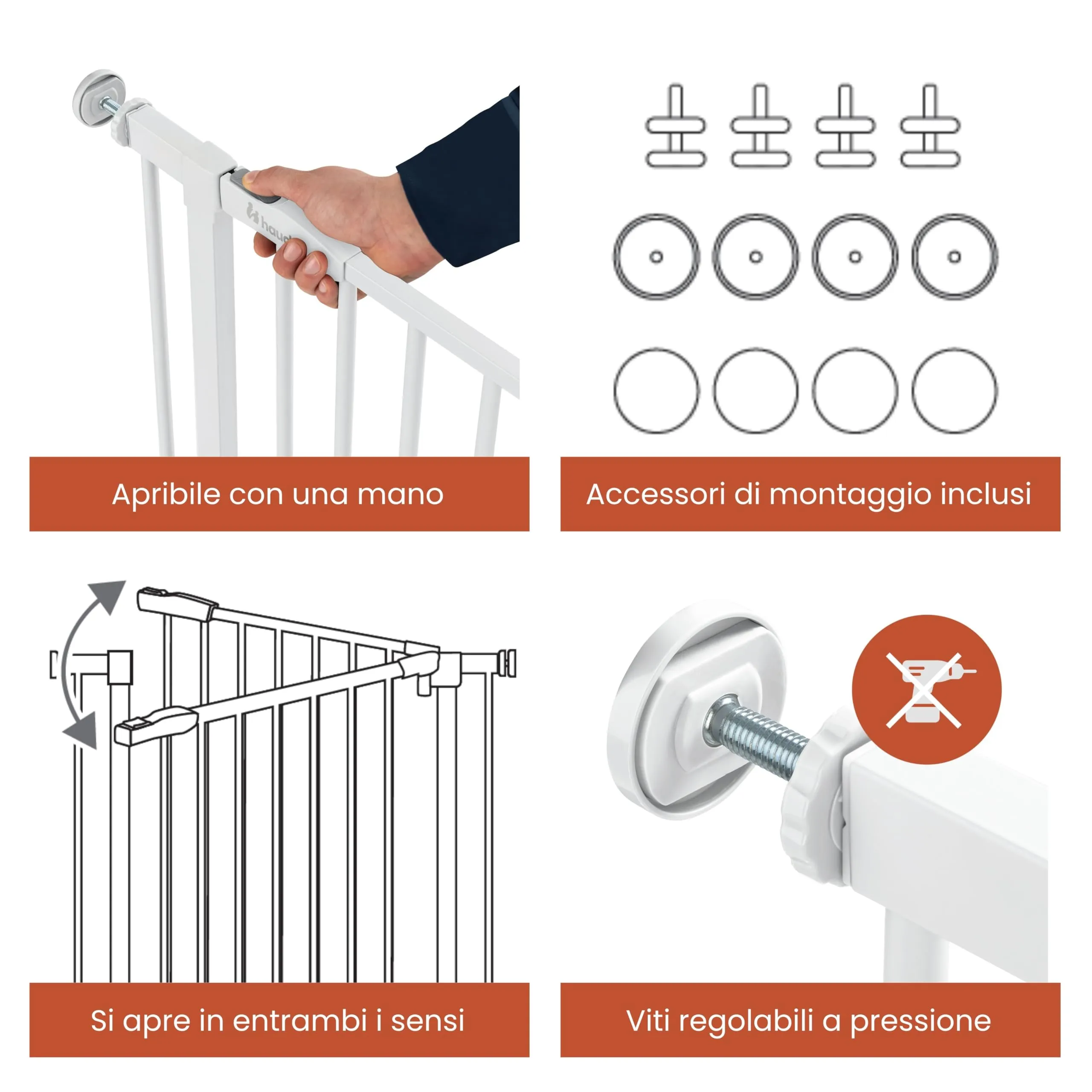 hauck Cancelletto di Sicurezza con Prolunga 9 cm, senza Fori, White - immagine 4