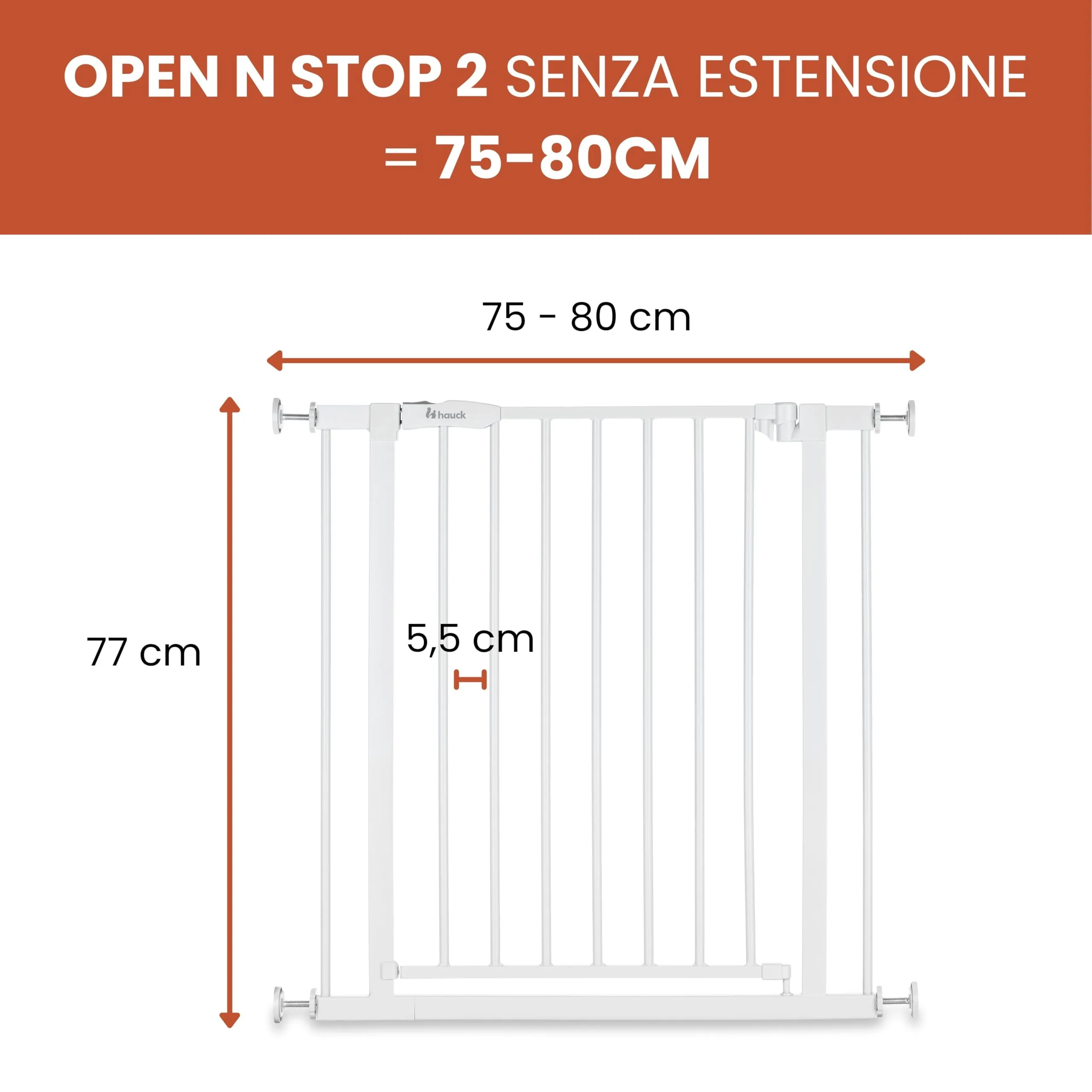 hauck Cancelletto di Sicurezza senza Fori, White, 75-80 cm - immagine 2