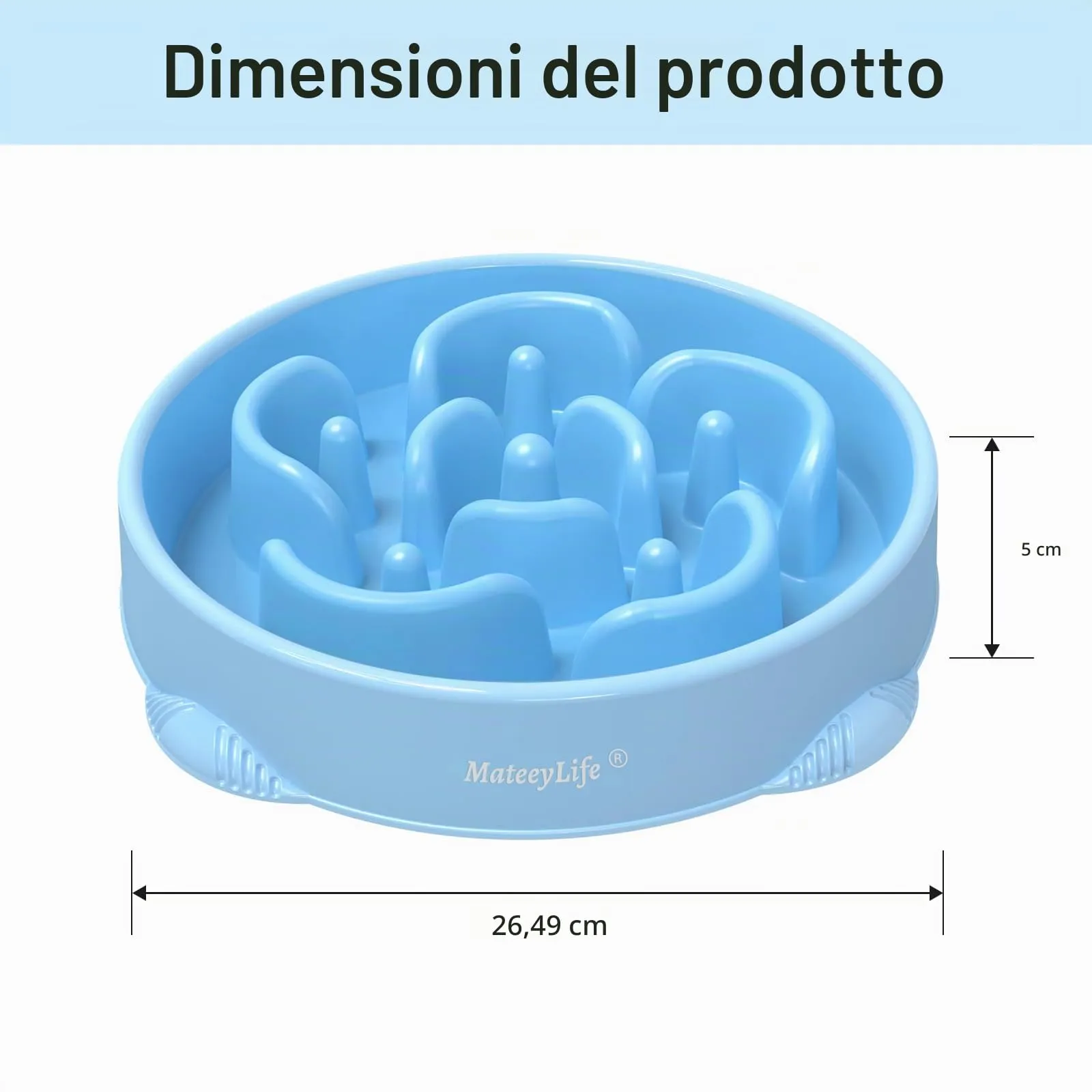 MateeyLife Ciotola Anti Ingozzamento per Cani Taglia Media e Grande, 2 Pezzi, 26,5 cm (Azzurro Chiaro & Blu Scuro) - immagine 3