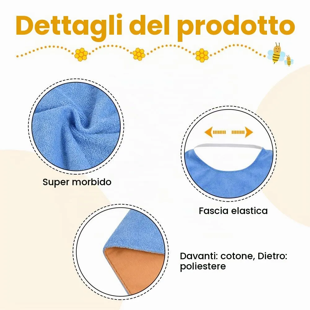 Vicloon Bavaglini in spugna impermeabili per bambini, 5 pezzi - immagine 3