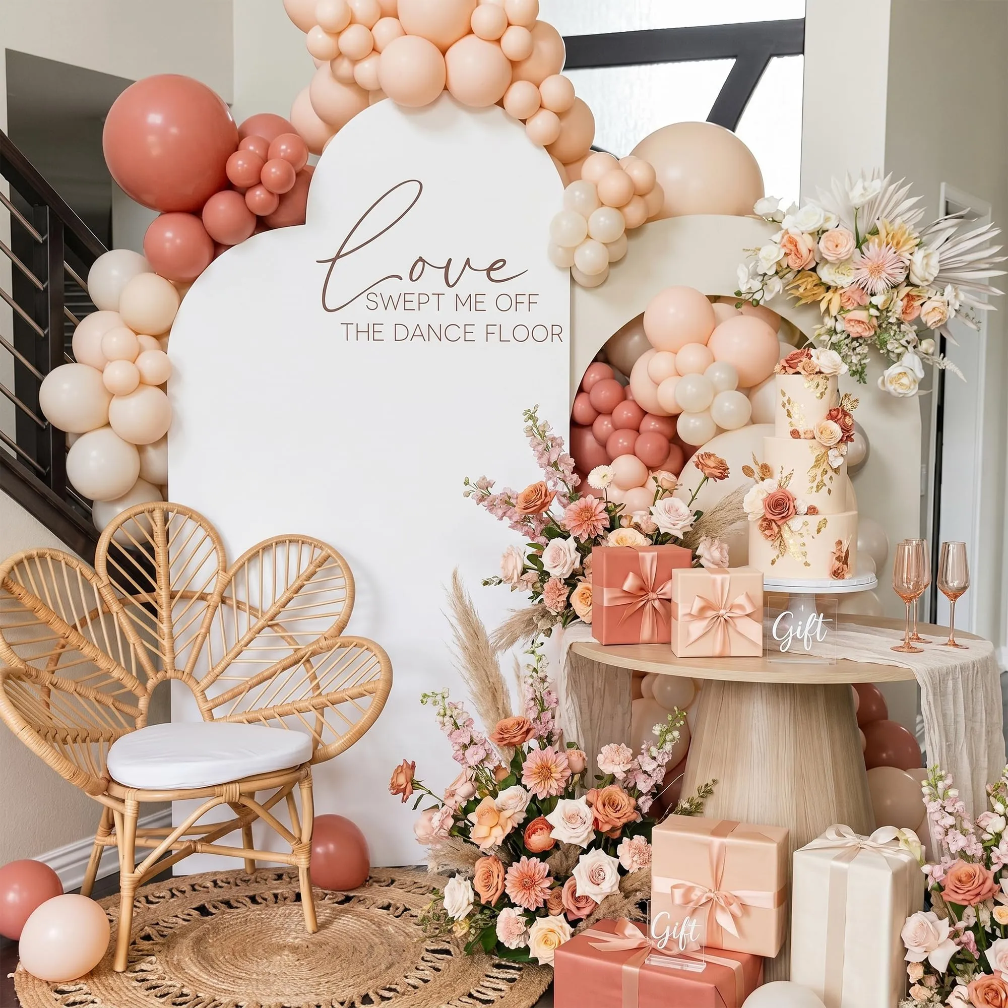 Frigg Kit Arco di Palloncini Rosa, Arancione e Bianco Sabbia, 109 Pezzi - immagine 3