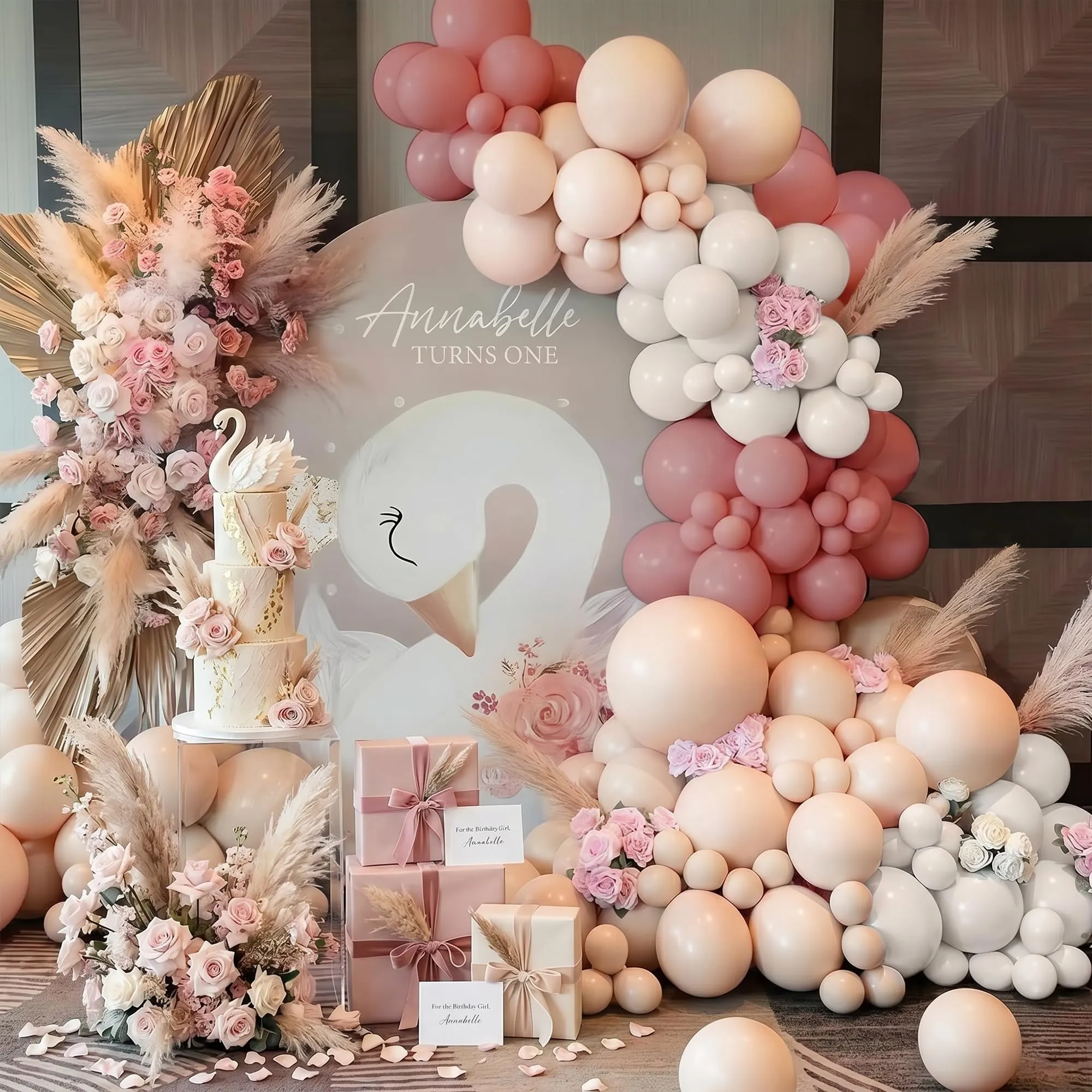 Frigg Kit Arco di Palloncini Rosa, Arancione e Bianco Sabbia, 109 Pezzi - immagine 5