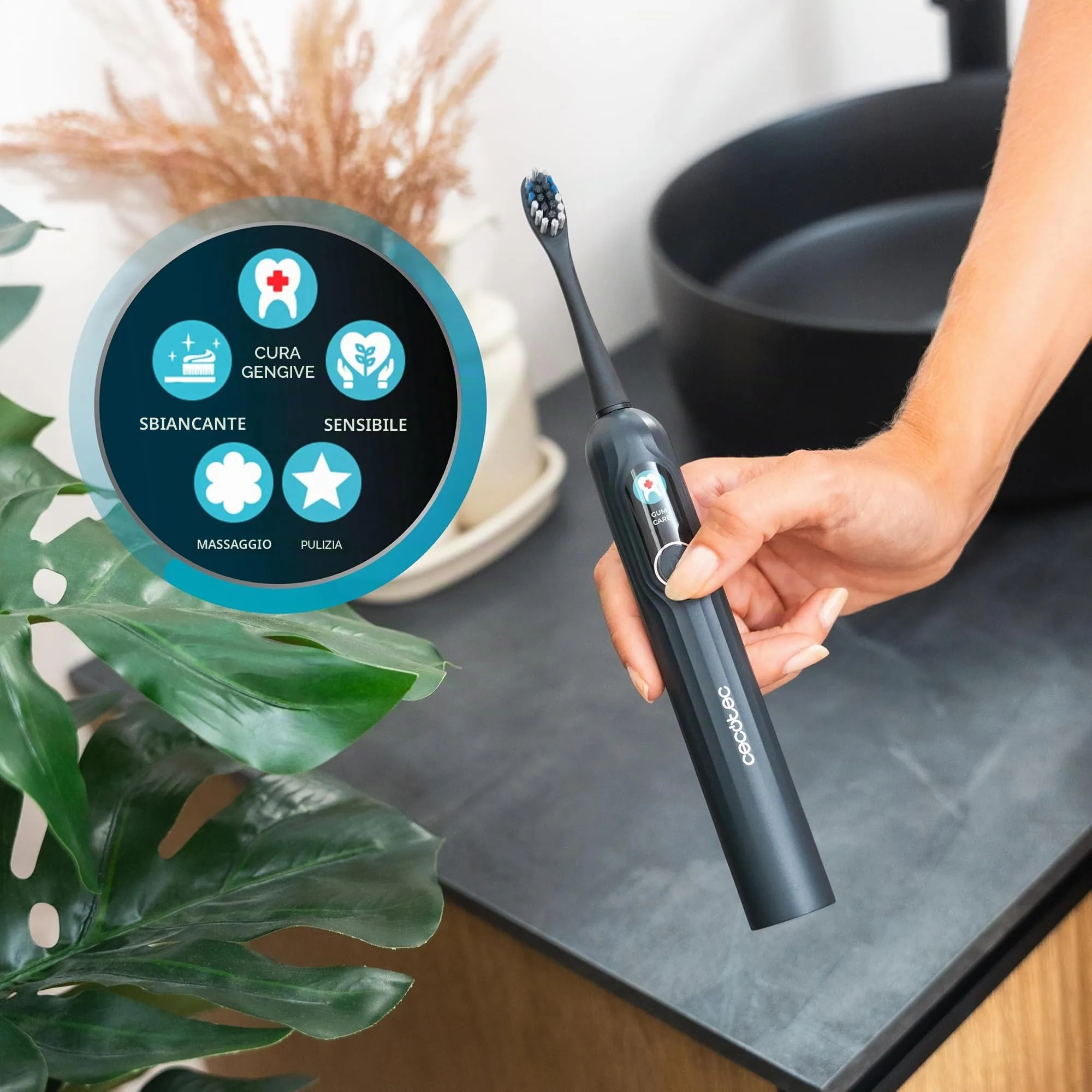 Cecotec ToothCare UltraSonic PlatiniumSwing Spazzolino Elettrico Sonico, 50000rpm, 5 Modalità, 8 Teste, Schermo, Ricarica Wireless e Custodia - immagine 4