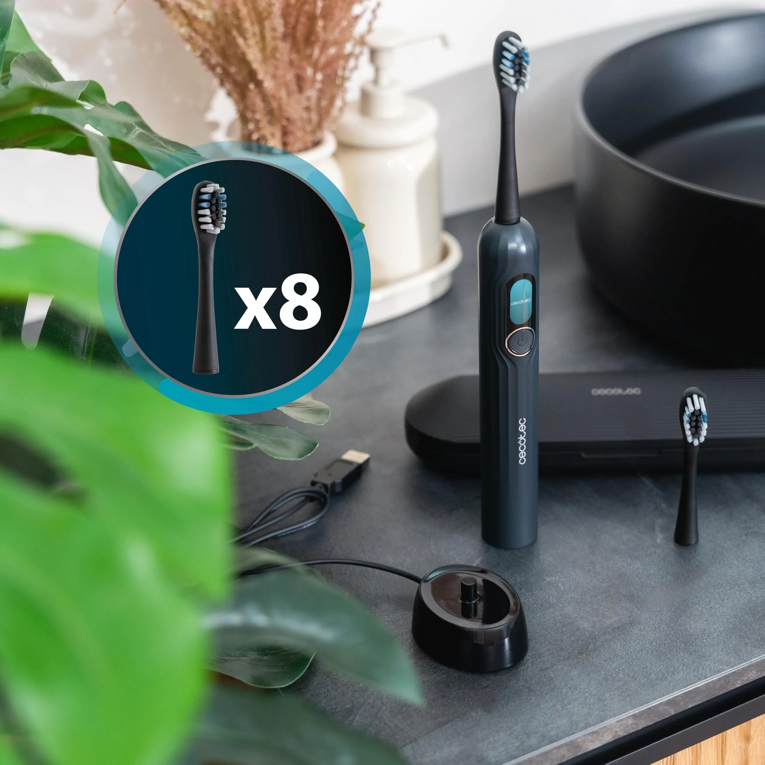 Cecotec ToothCare UltraSonic PlatiniumSwing Spazzolino Elettrico Sonico, 50000rpm, 5 Modalità, 8 Teste, Schermo, Ricarica Wireless e Custodia - immagine 9