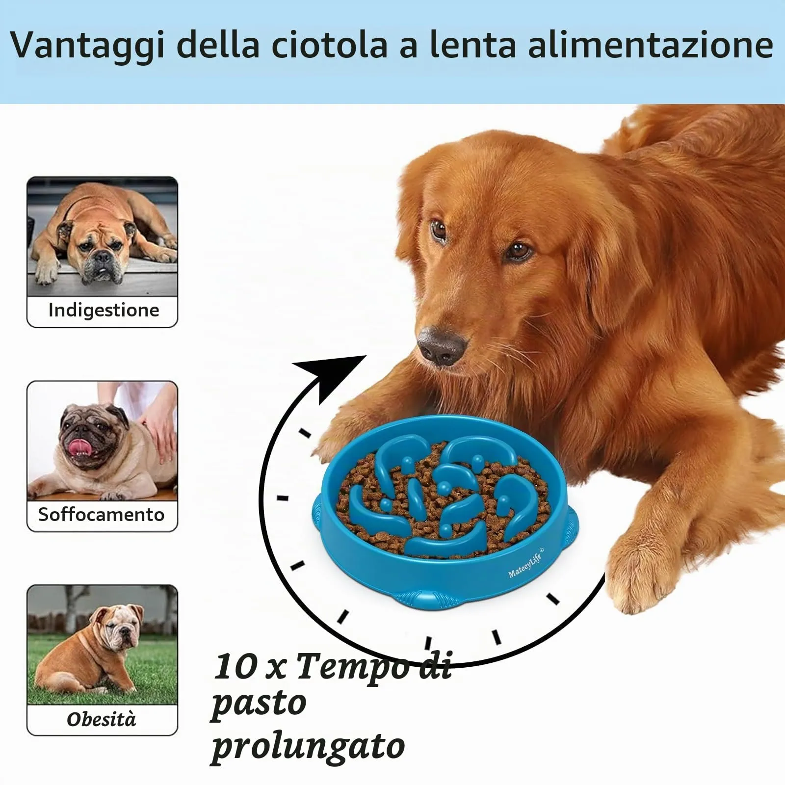 MateeyLife Ciotola per Cani con Alimentazione Lenta, Anti-Soffocamento e Labirinto, Taglia Grande - immagine 2