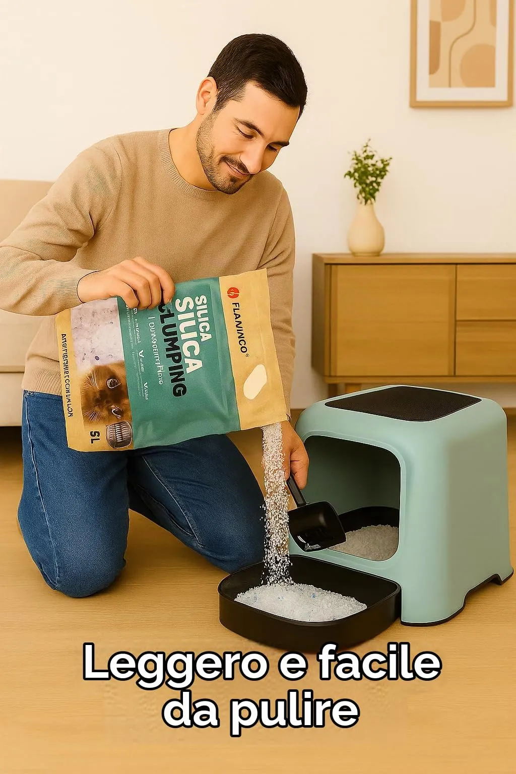 Flamingo Lettiera per Gatti in Silicio, Granulato Medio, 5L - immagine 4