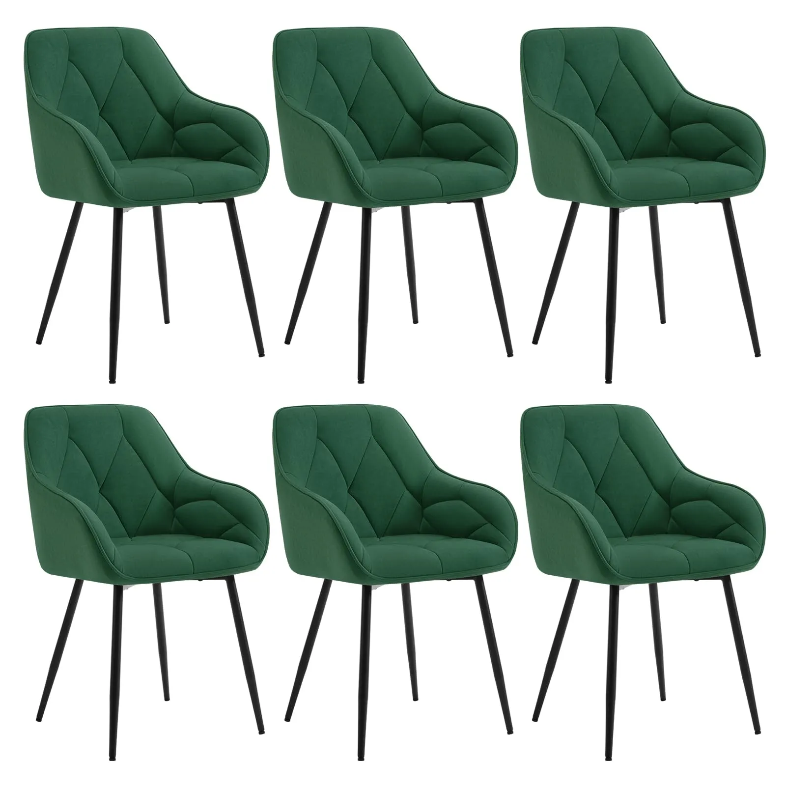 WOLTU Set di 6 Sedie da Pranzo con Braccioli e Schienale, Verde Scuro, EZS02dgn-6 - immagine 1