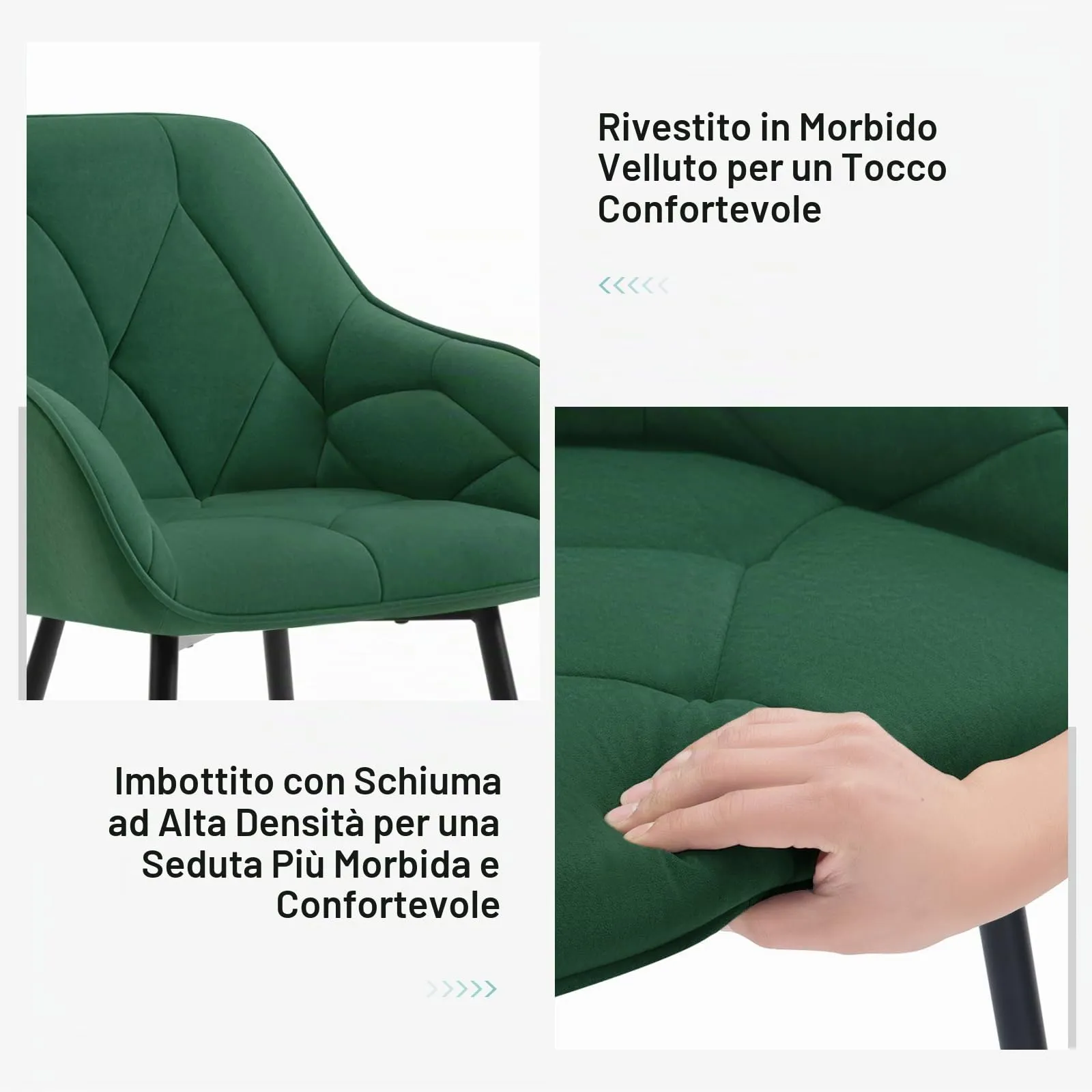 WOLTU Set di 6 Sedie da Pranzo con Braccioli e Schienale, Verde Scuro, EZS02dgn-6 - immagine 6