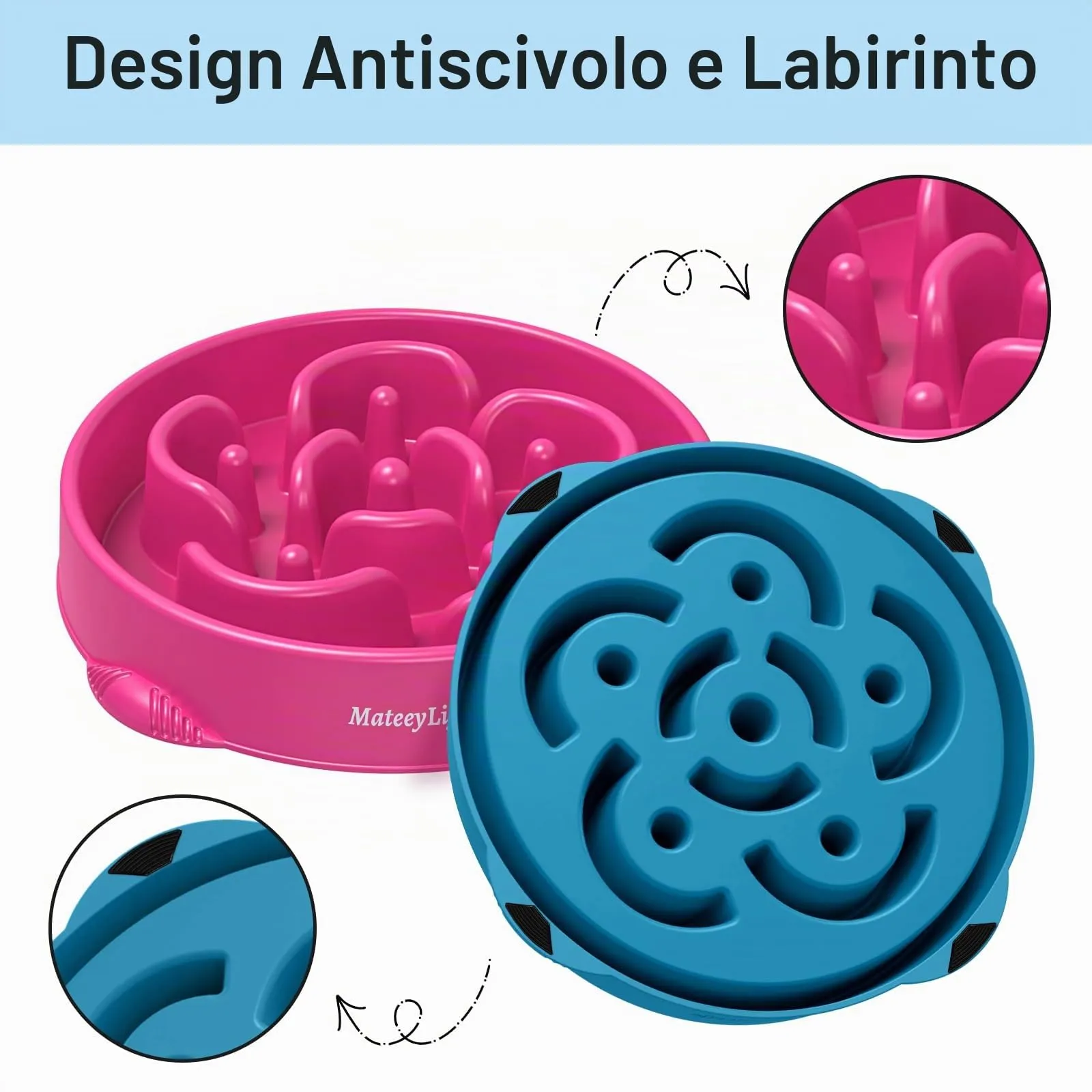 MateeyLife Ciotole Mangiatoia Lenta per Cani Razze Grandi, Anti-soffocamento e Antiscivolo, 2 Pezzi - immagine 4