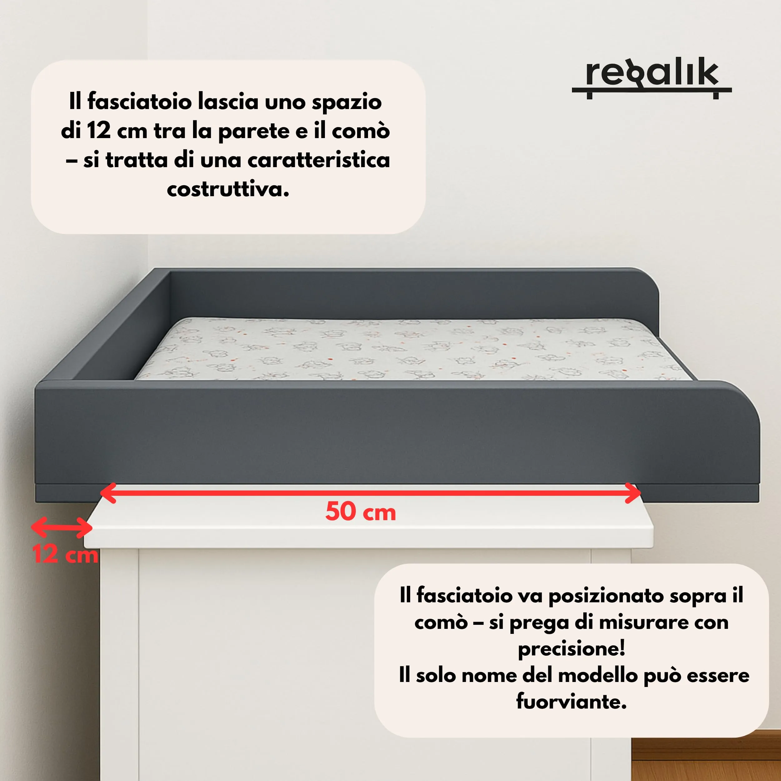regalik Fasciatoio per IKEA Hemnes, per Cassettiera da 50 cm, Compensato Bianco - immagine 4
