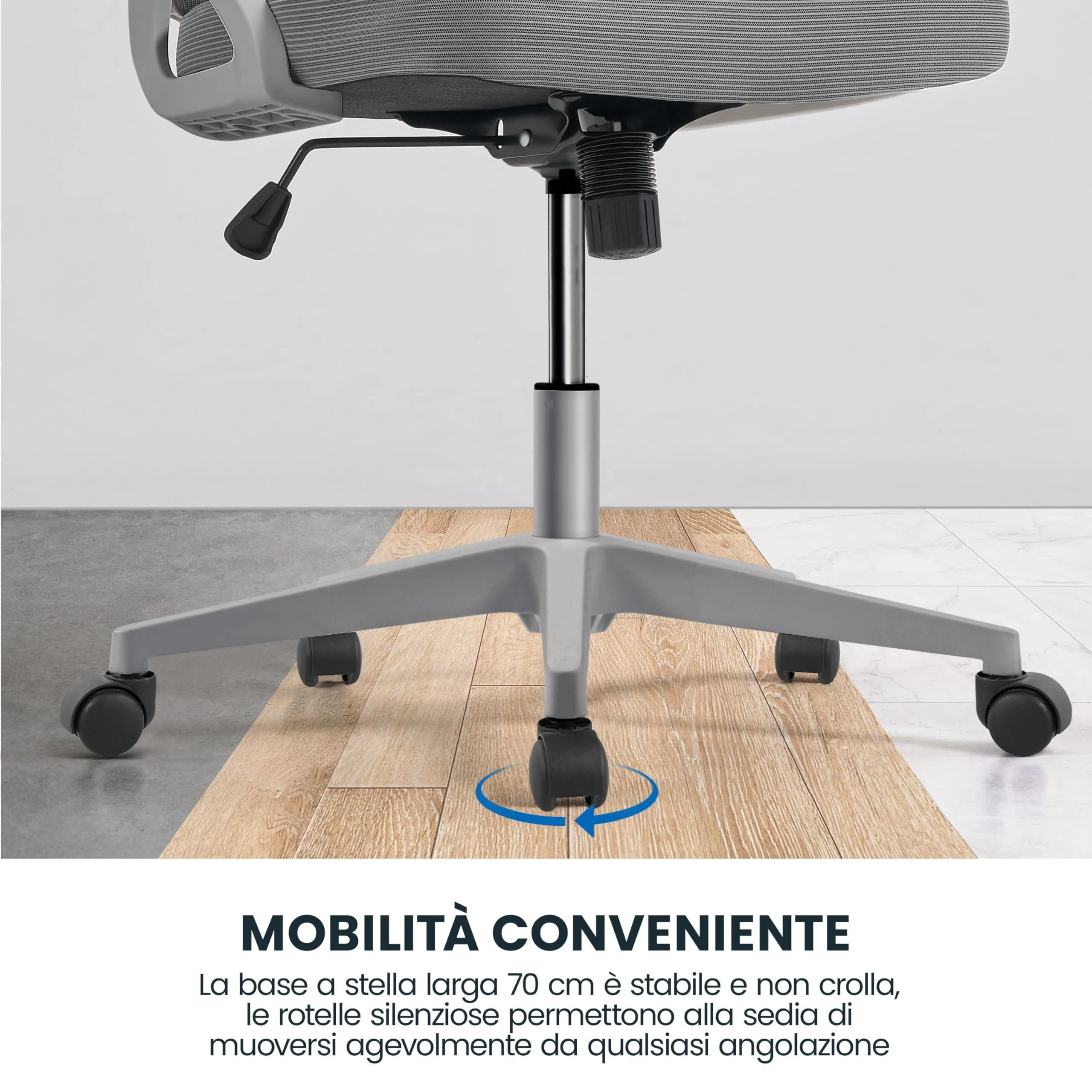 Yaheetech Sedia Ufficio Ergonomica con Supporto Lombare, Grigio Intero - immagine 9
