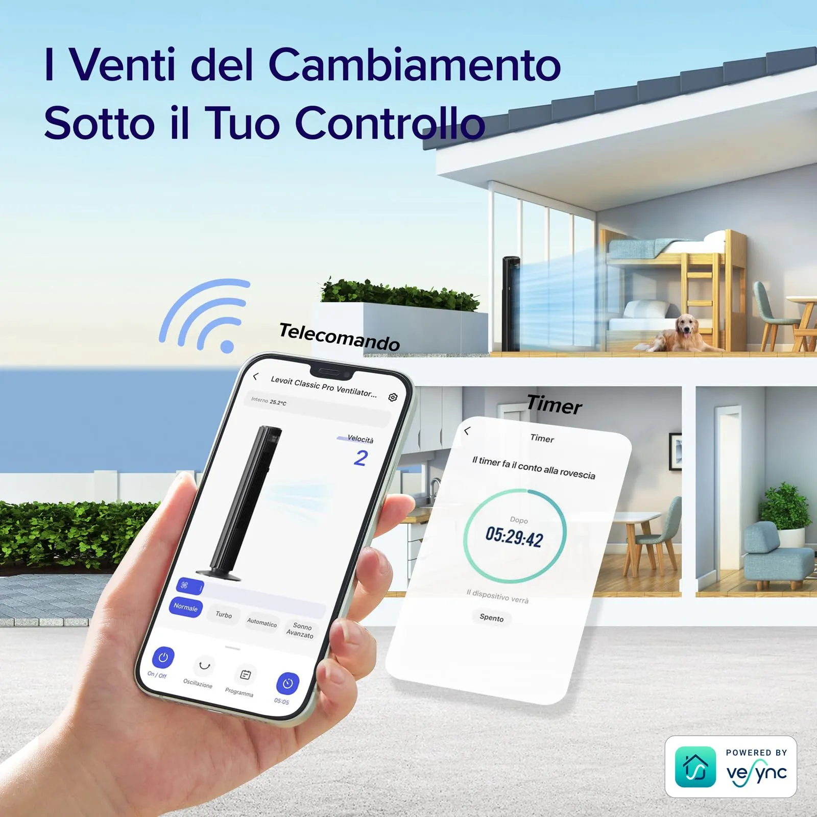 Levoit Ventilatore a Torre Wi-Fi Classic Pro Smart, 108 cm, Nero - immagine 3