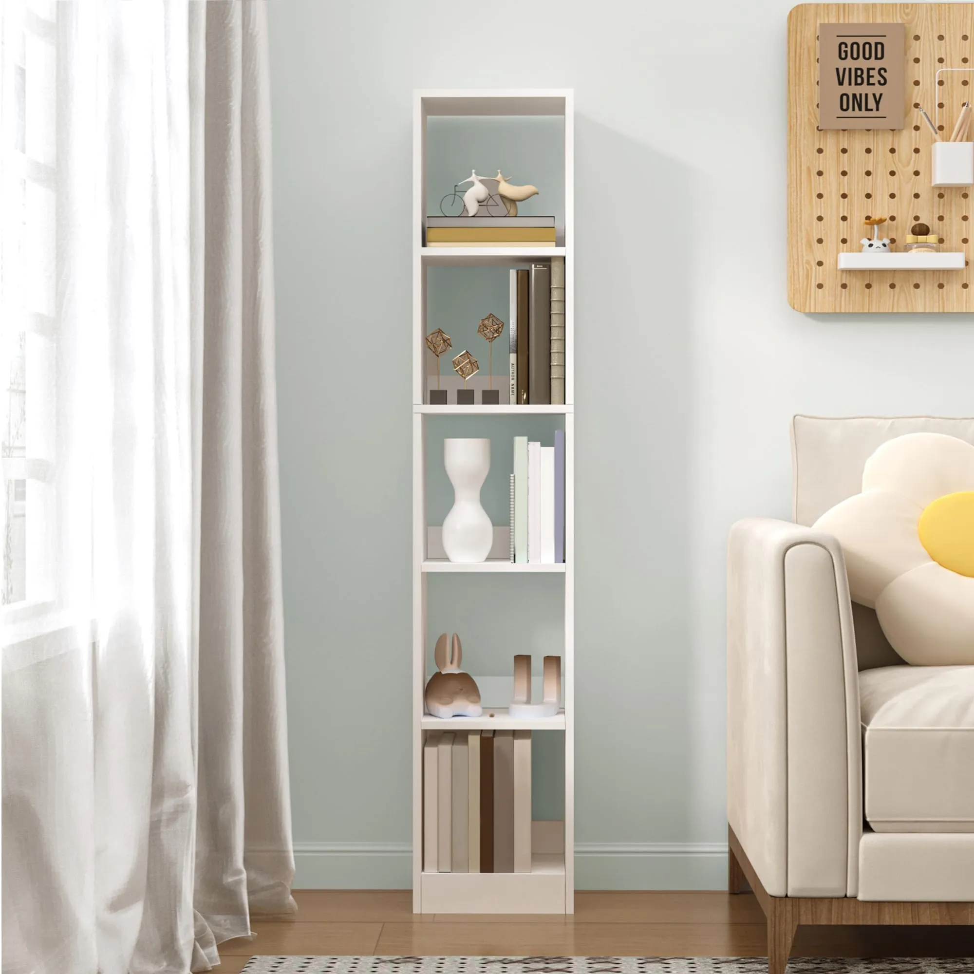 Hzuaneri Libreria a 5 Ripiani, 24 x 30 x 153,2 cm, Bianco - immagine 1