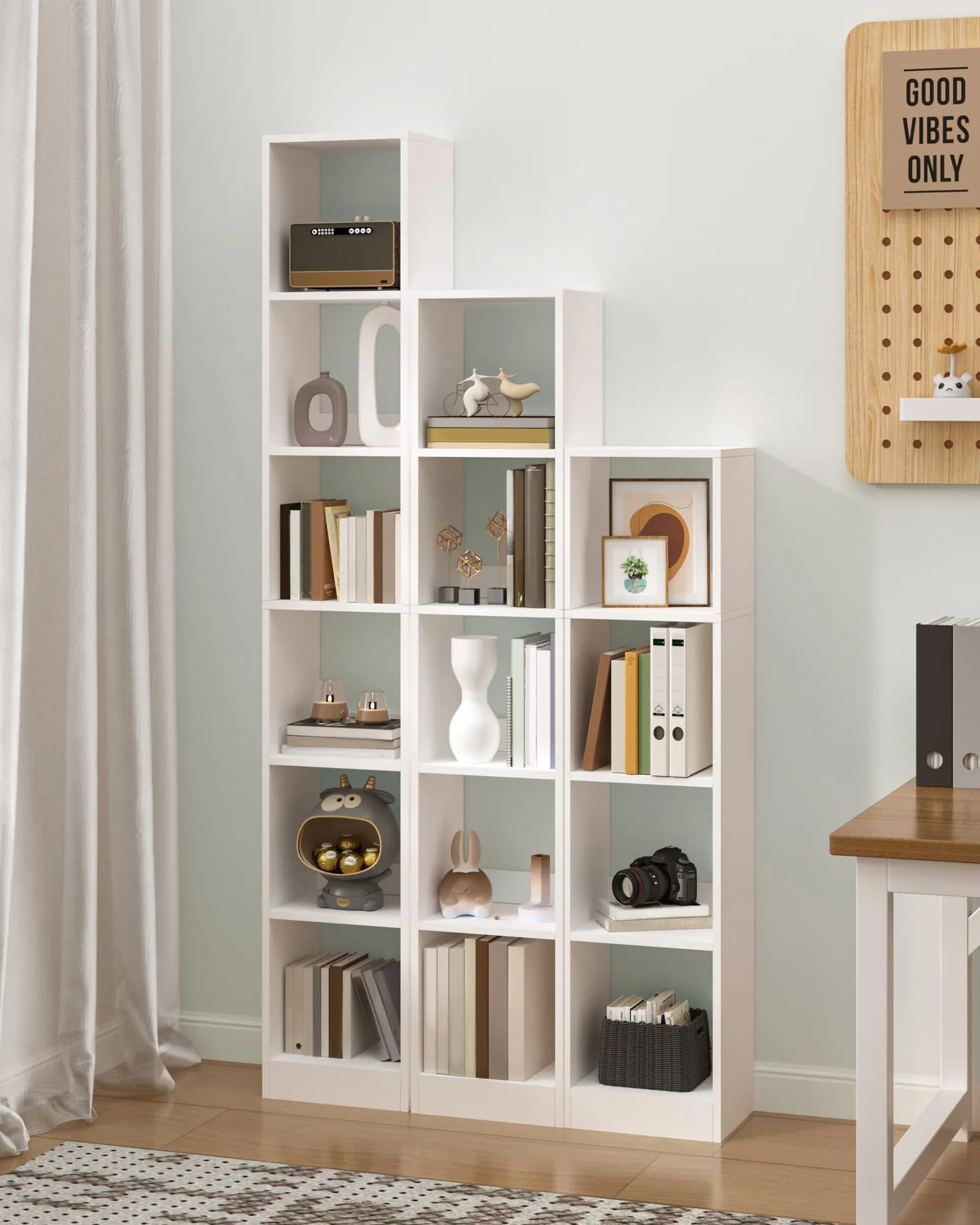 Hzuaneri Libreria a 5 Ripiani, 24 x 30 x 153,2 cm, Bianco - immagine 3