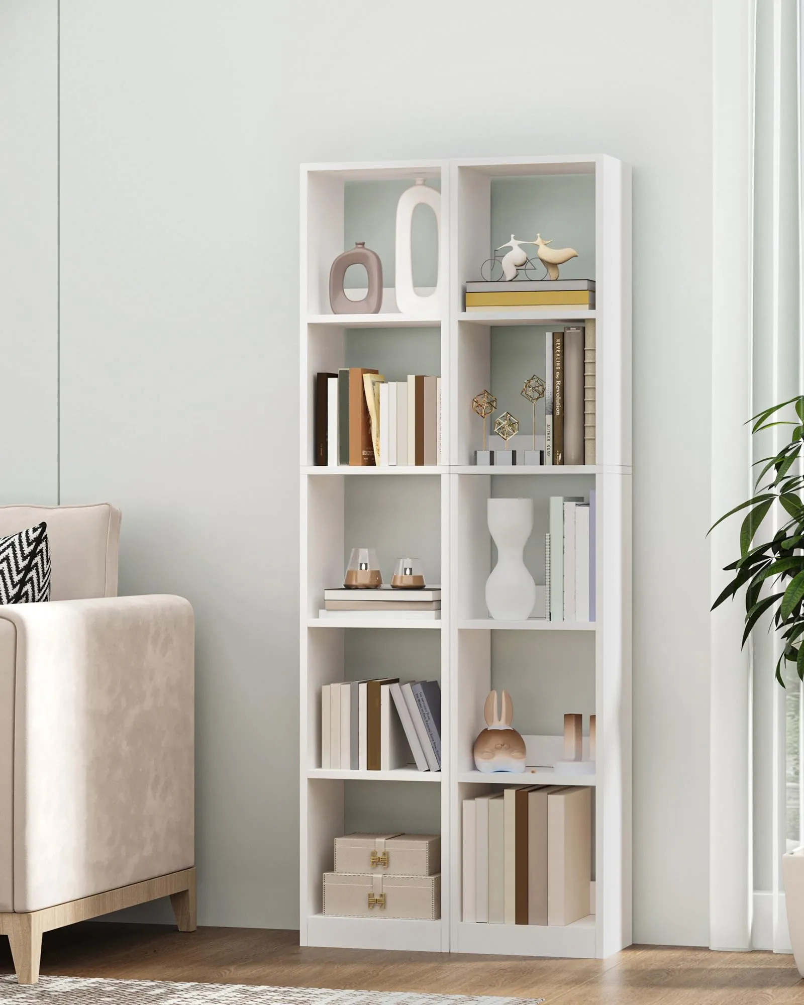Hzuaneri Libreria a 5 Ripiani, 24 x 30 x 153,2 cm, Bianco - immagine 5