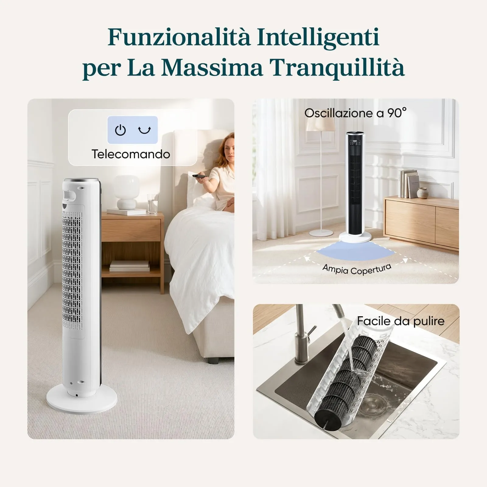 Levoit Ventilatore a Torre LTF-F362-WEU, 92 cm, Bianco - immagine 5