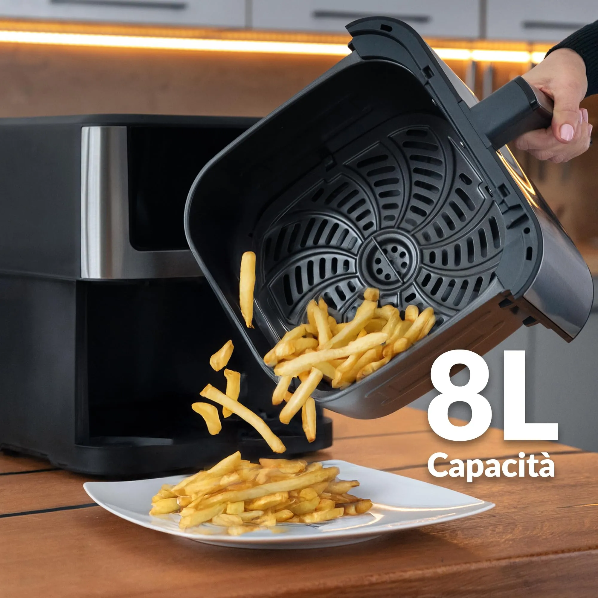 LEHMANN Friggitrice ad Aria 8L XXL, 1800W, Finestra di Visualizzazione, 12 Programmi, Display Touch, LHODF-1880B - immagine 4
