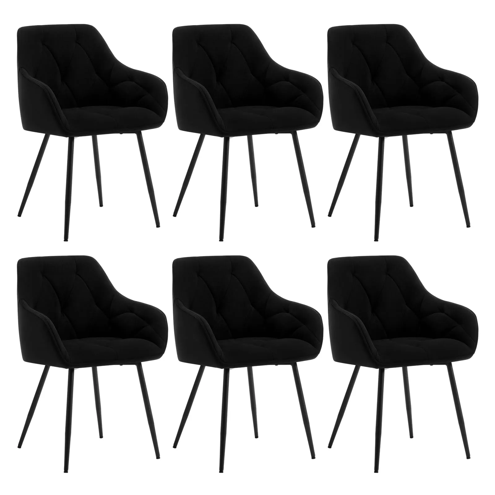 WOLTU Set di 6 Sedie da Pranzo con Braccioli e Schienale, Nero, EZS02sz-6 - immagine 1