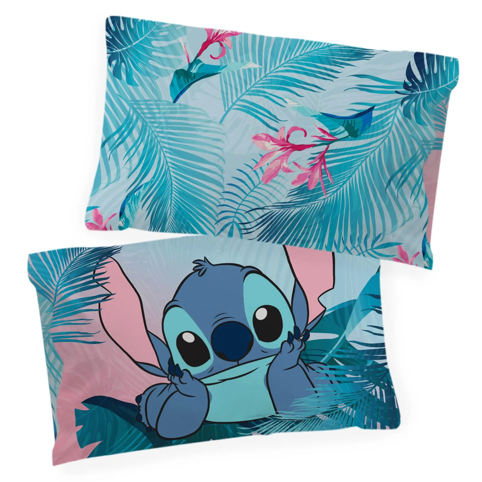 Jay Franco Completo Copripiumone Singolo Disney Lilo & Stitch Floreale, 100% Cotone, include Federa 50x70 - immagine 4