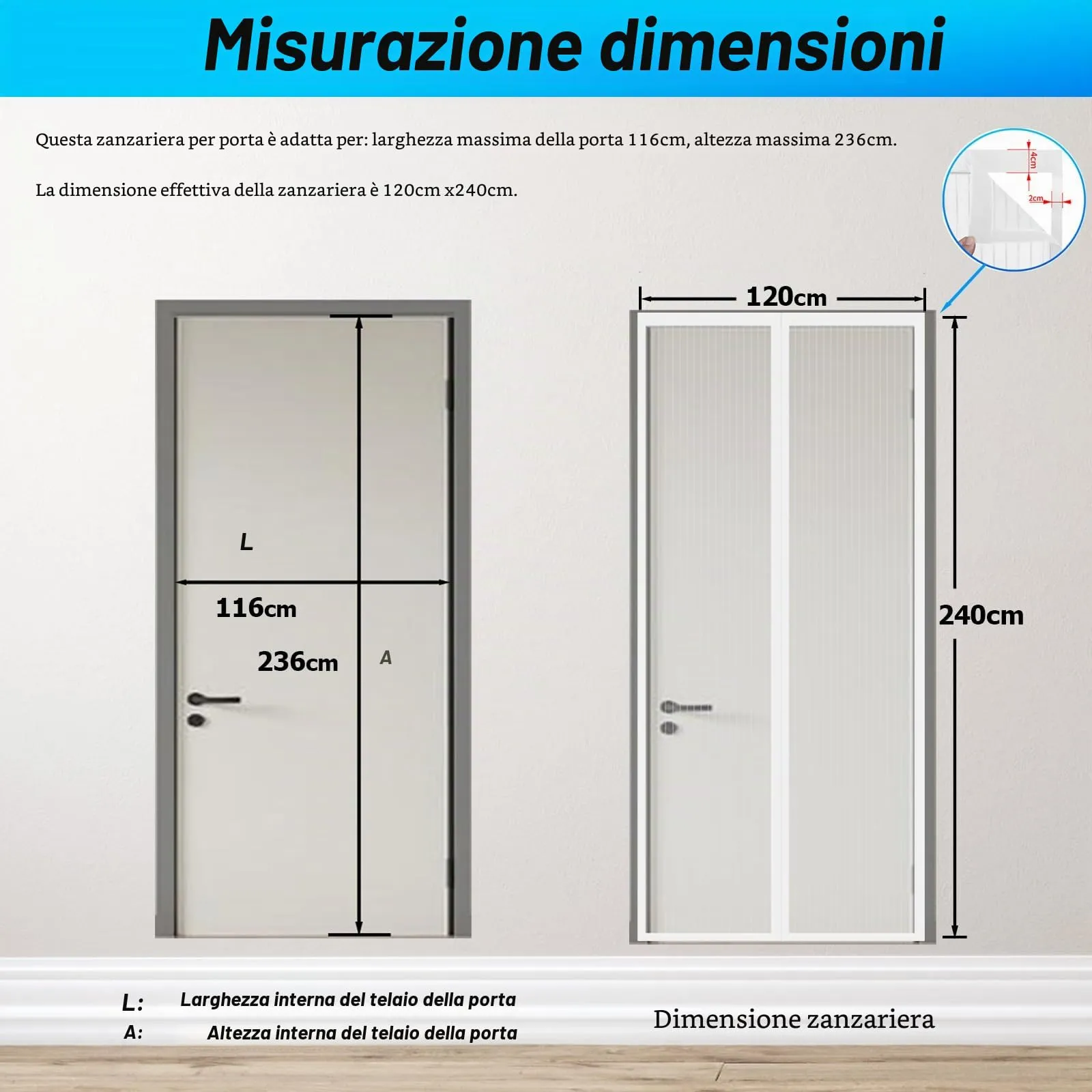 ESMAYULO Zanzariera Magnetica 120x240 cm, Bianco - immagine 5