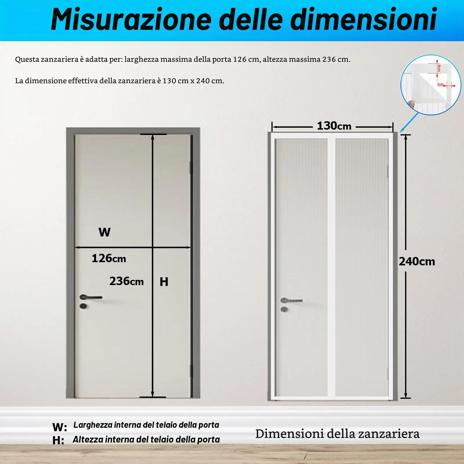 ESMAYULO Zanzariera Magnetica per Porta, 130x240 cm, Bianca - immagine 5